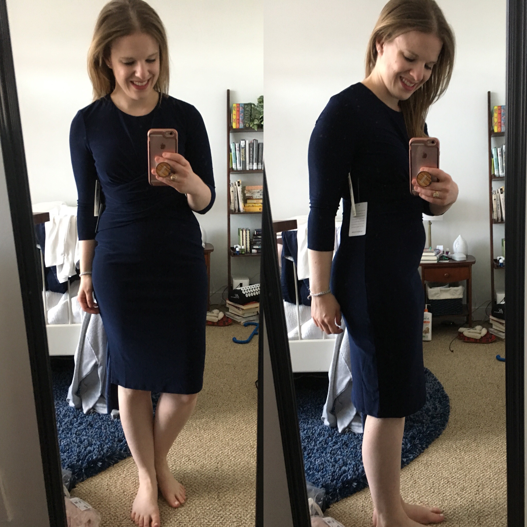 DC woman blogger wearing Eliza J Jersey Sheath Dress