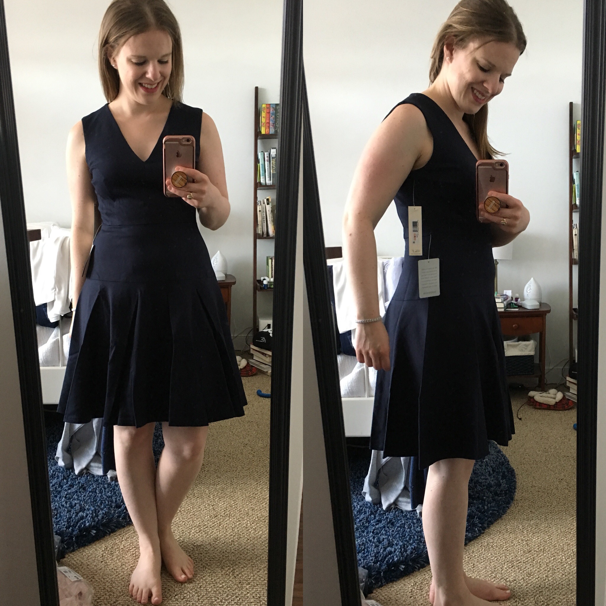 DC woman blogger wearing Eliza J Ponte Fit & Flare Dress