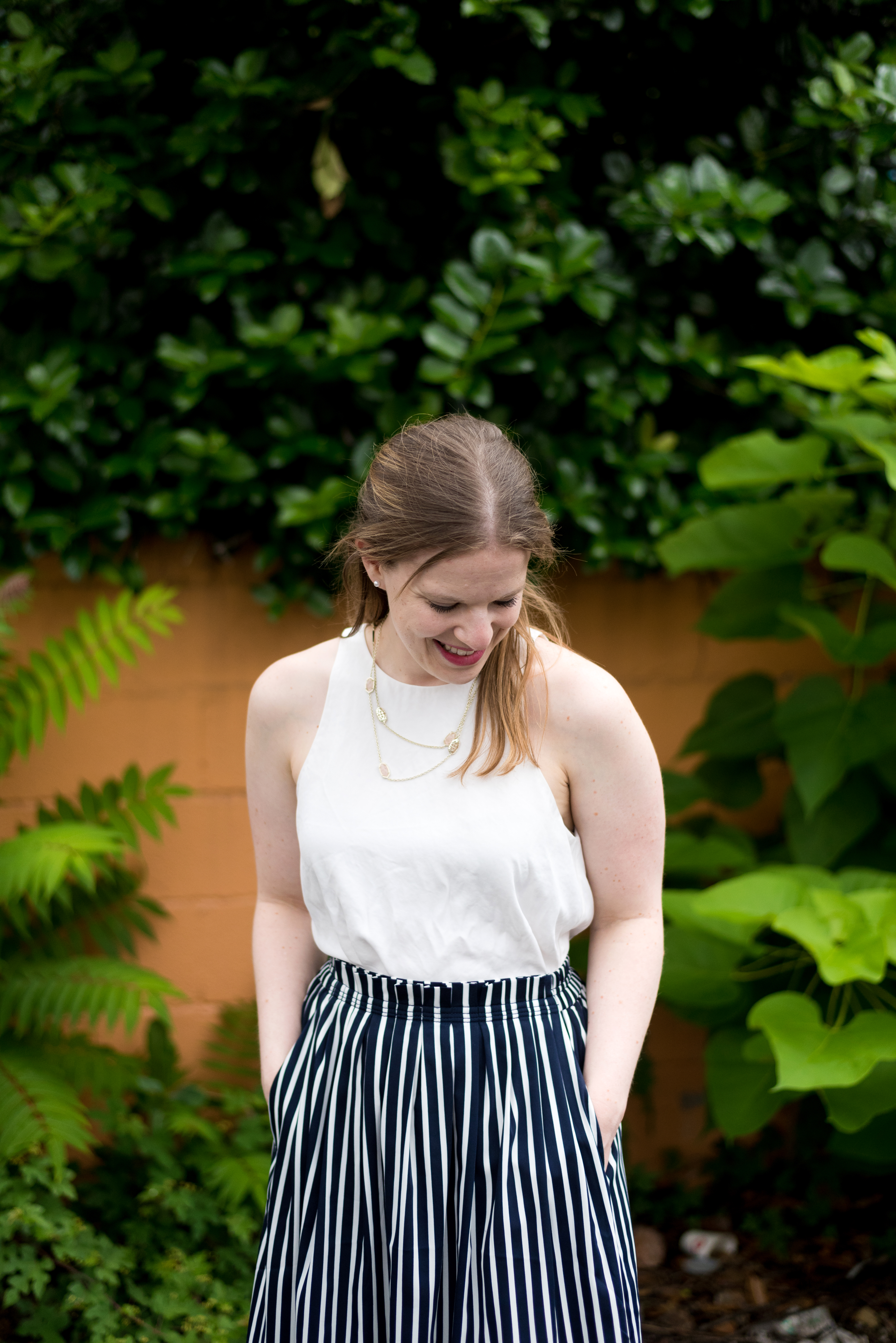 DC woman blogger wearing J.Crew Factory Striped skirt