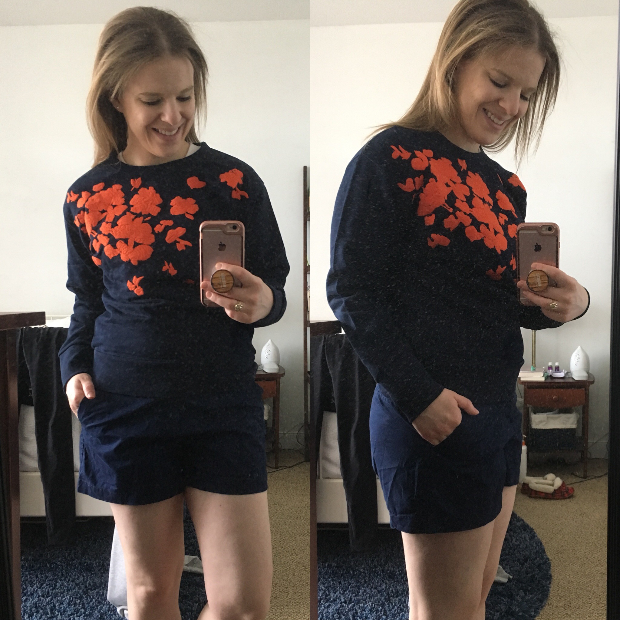 DC woman blogger wearing J.Crew Embroidered flower sweatshirt