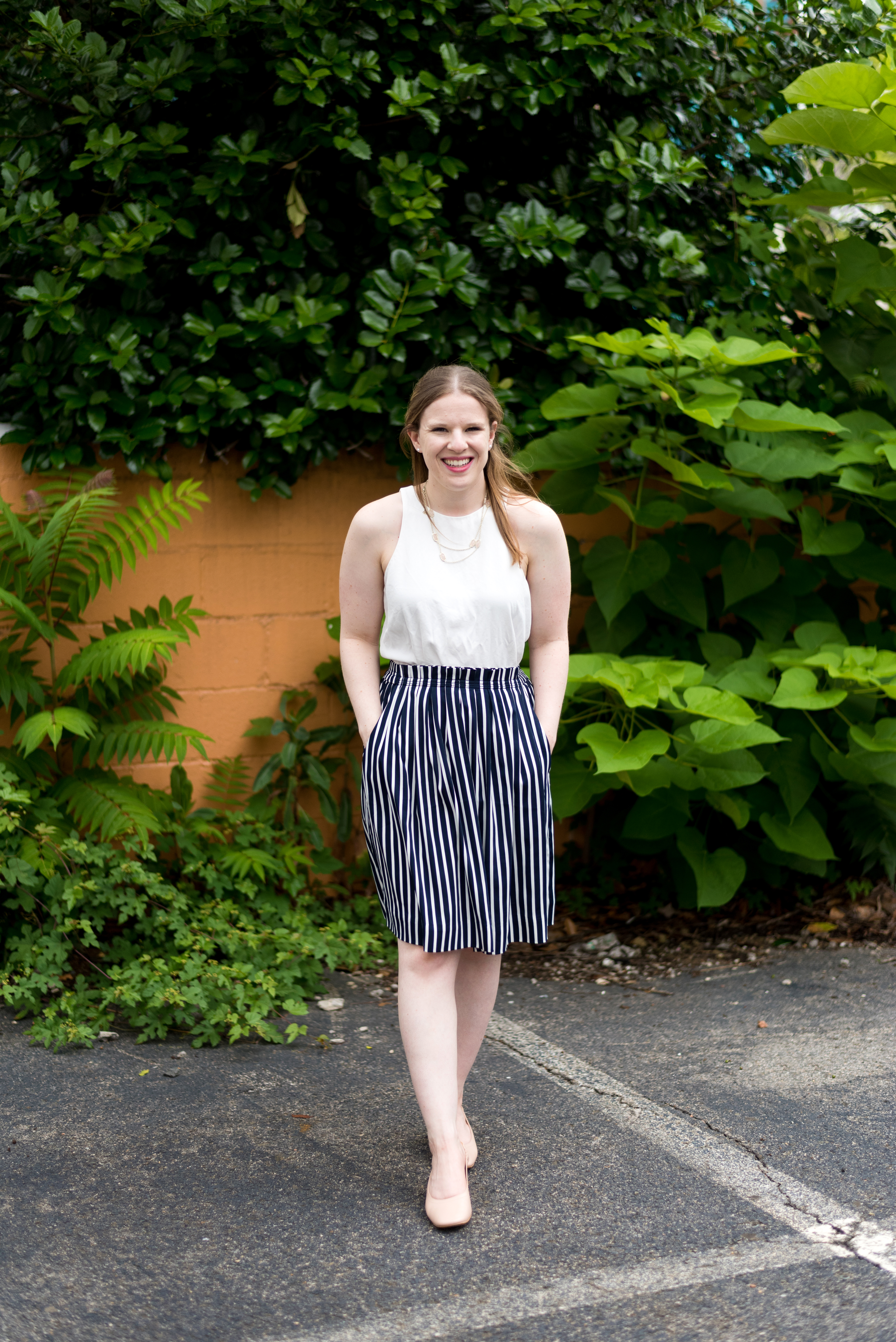 DC woman blogger wearing J.Crew factory striped skirt