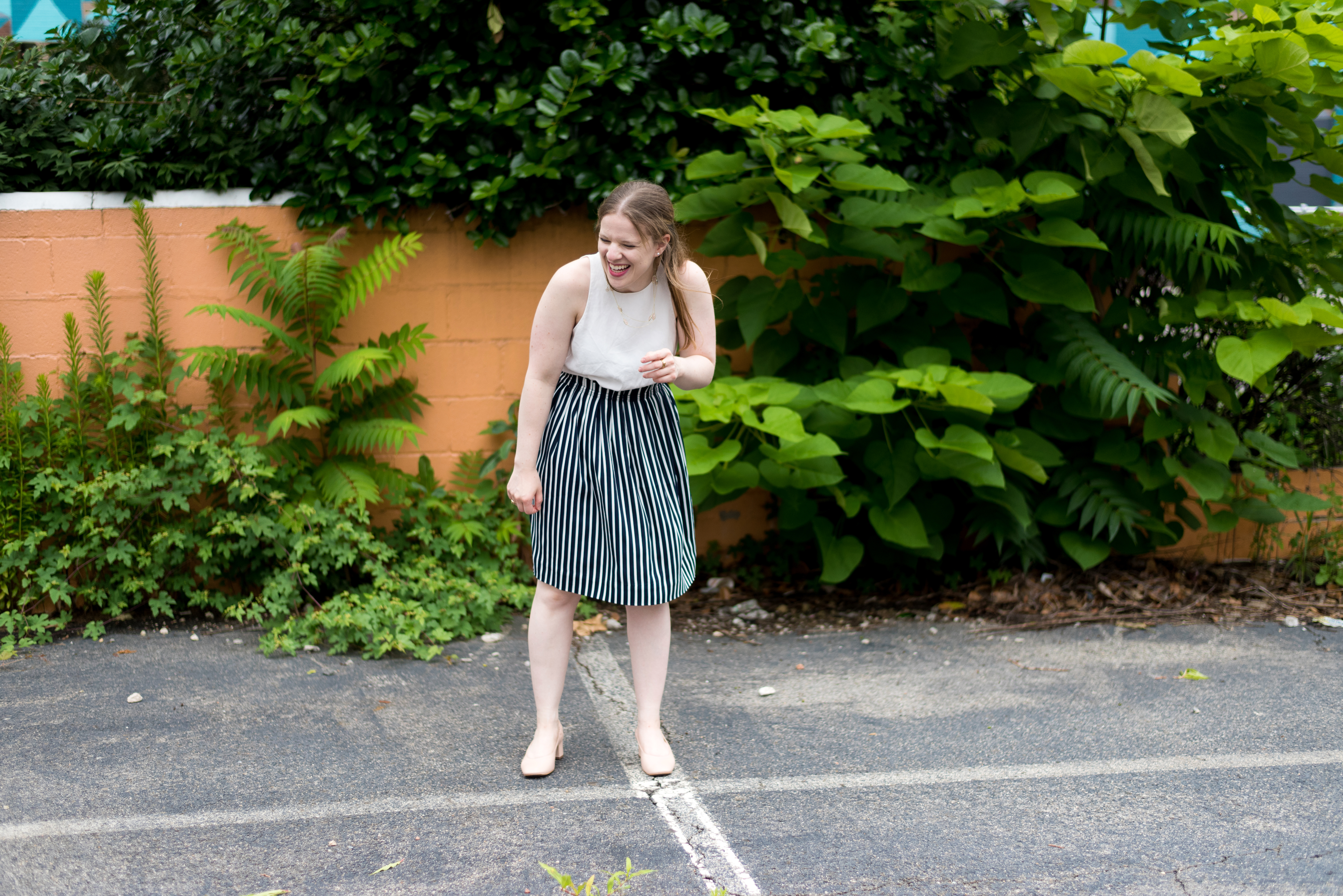 DC woman blogger wearing J.Crew factory striped skirt