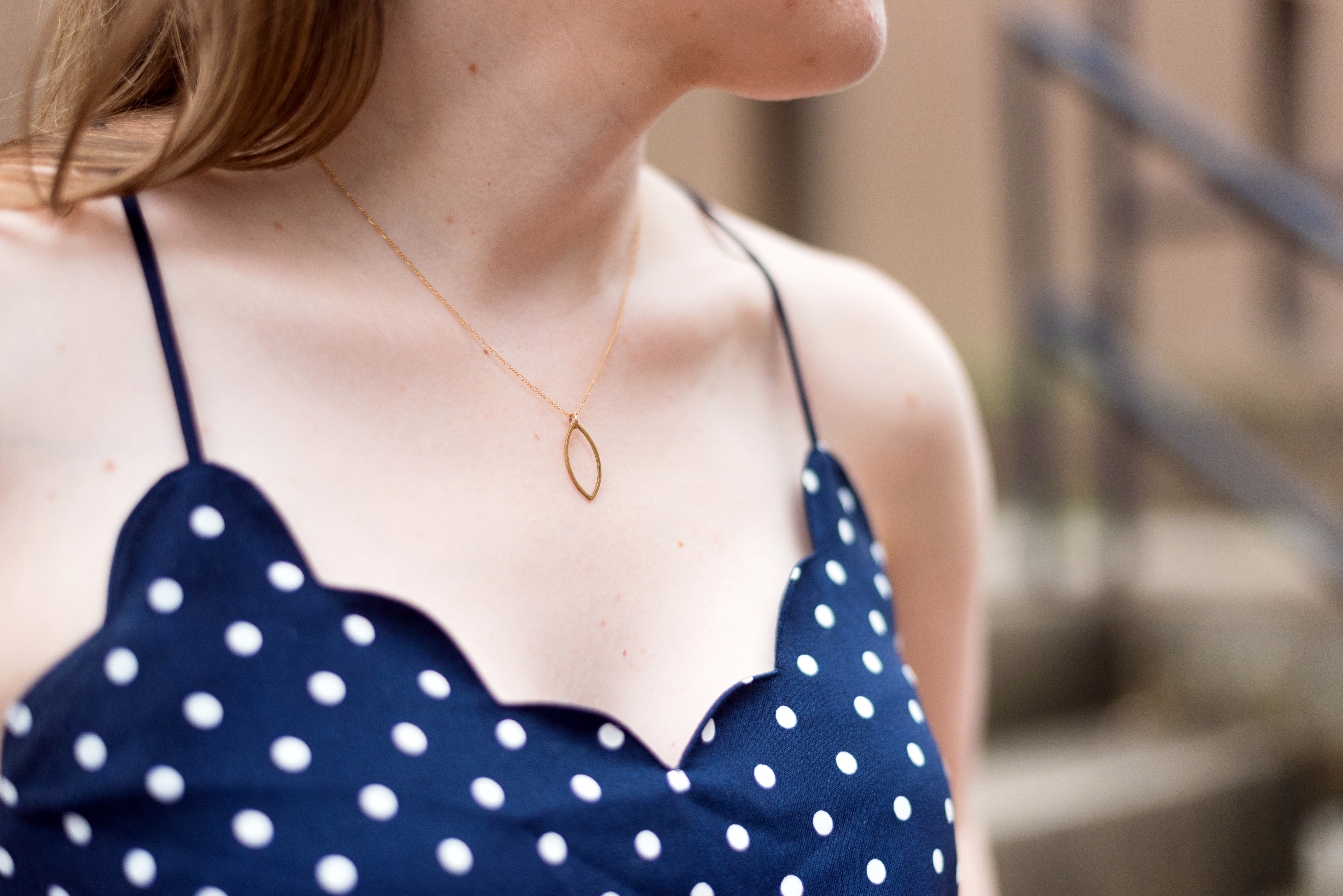 DC woman blogger wearing J.Crew Factory Printed scalloped cami top