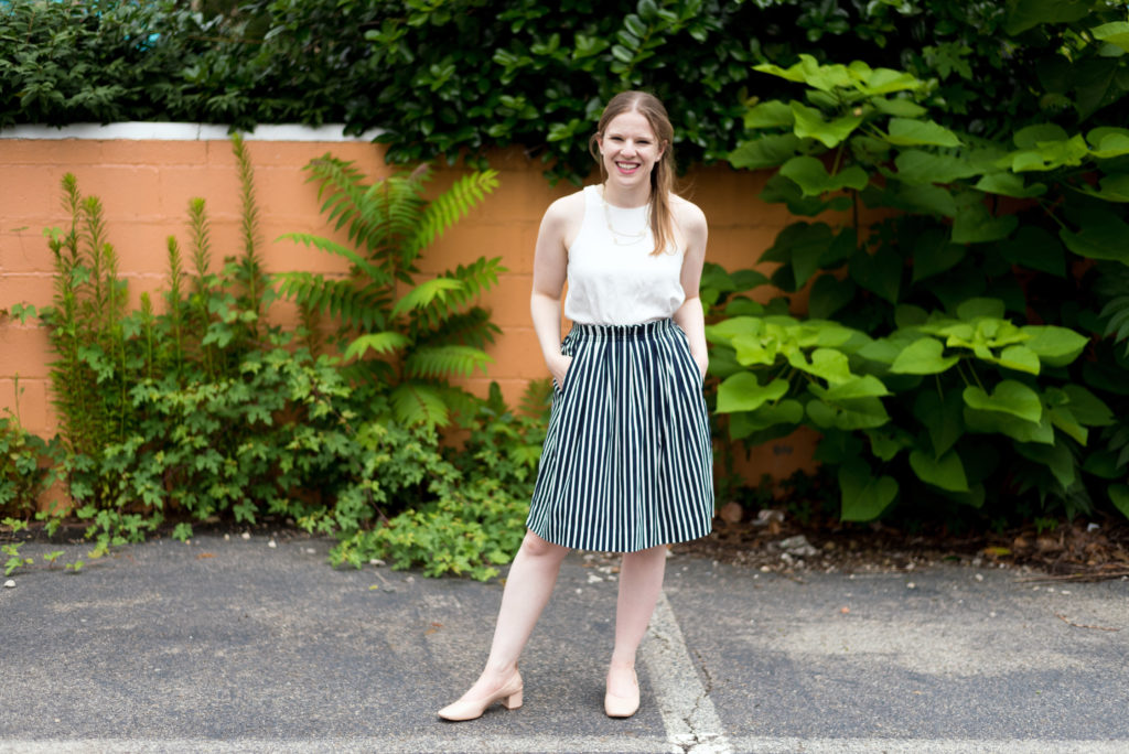 DC woman blogger wearing J.Crew factory striped skirt