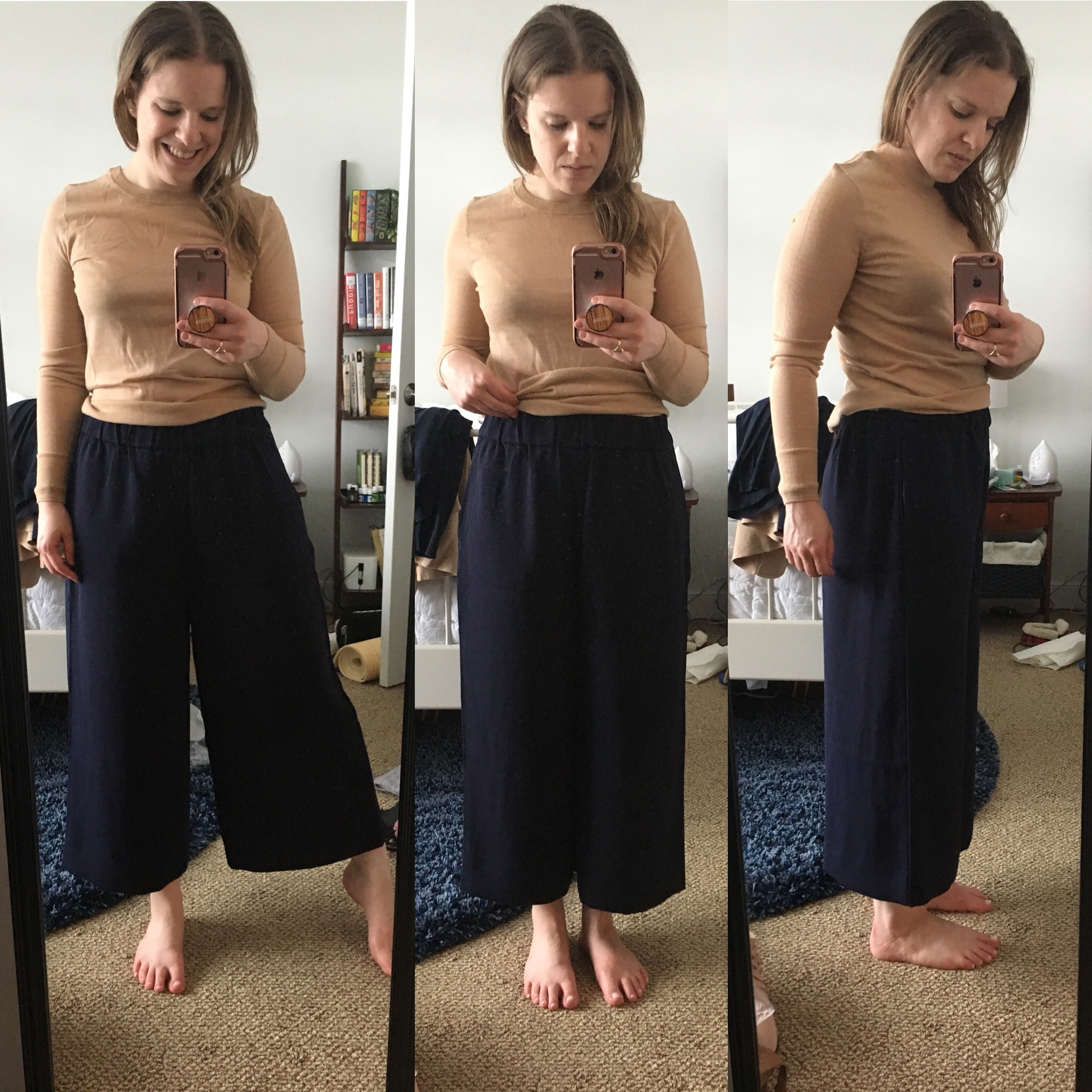 DC woman blogger wearing J.Crew Factory drapey wide-leg crop pant