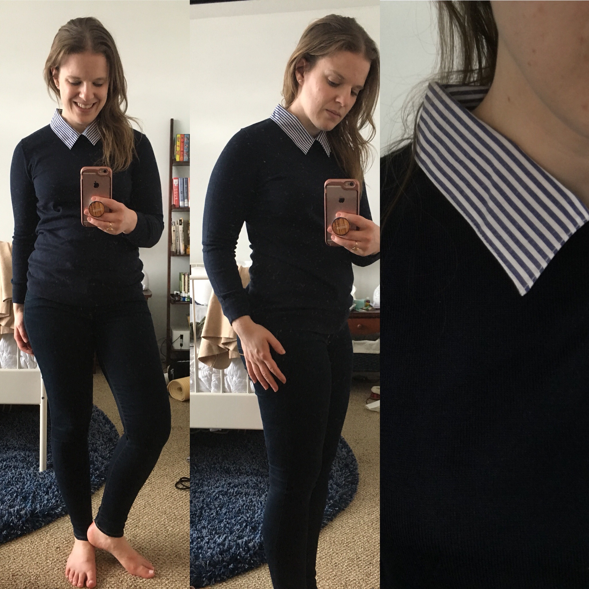 DC woman blogger wearing J.Crew Factory woven-collar sweater