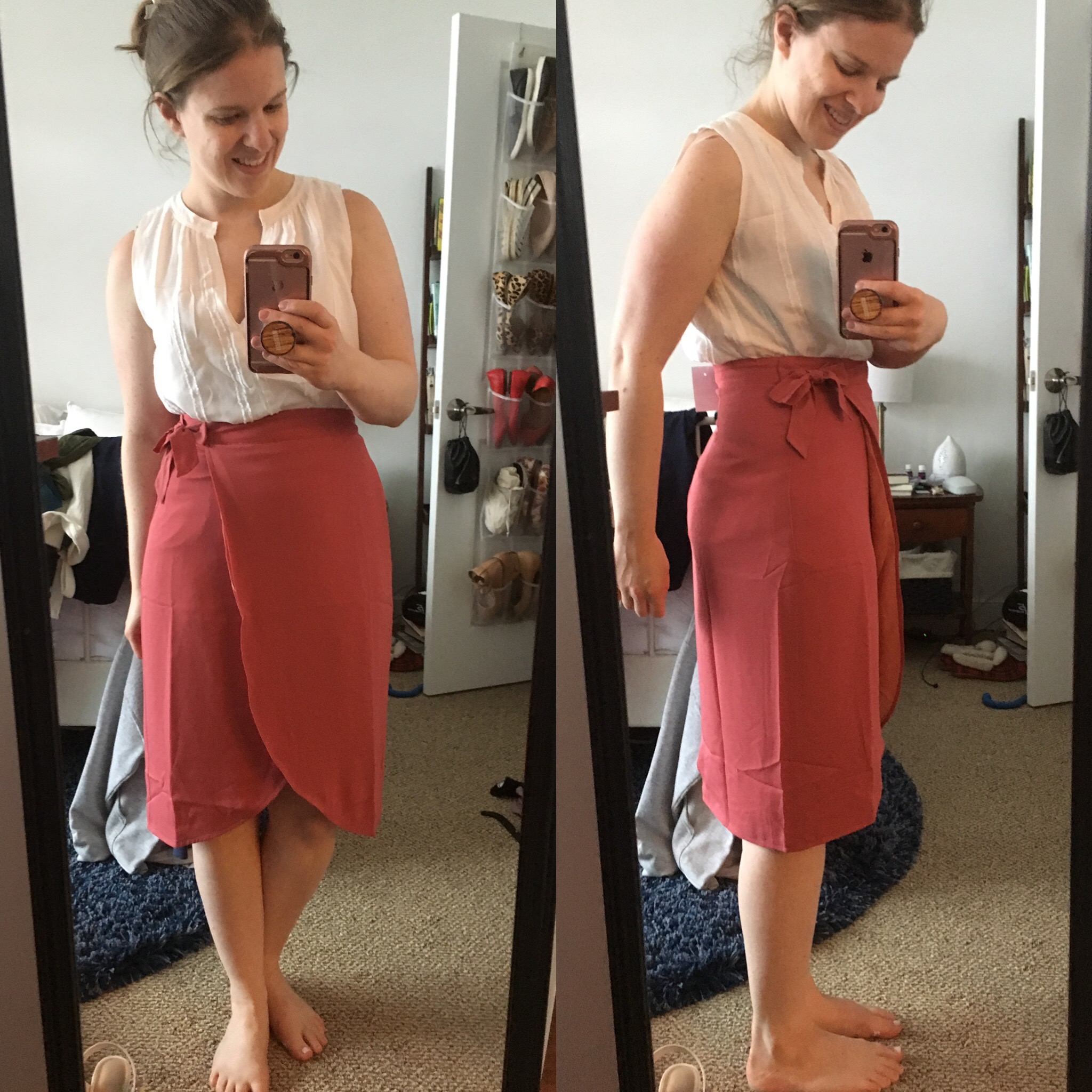 DC woman blogger wearing J.Crew Factory tulip wrap midi skirt