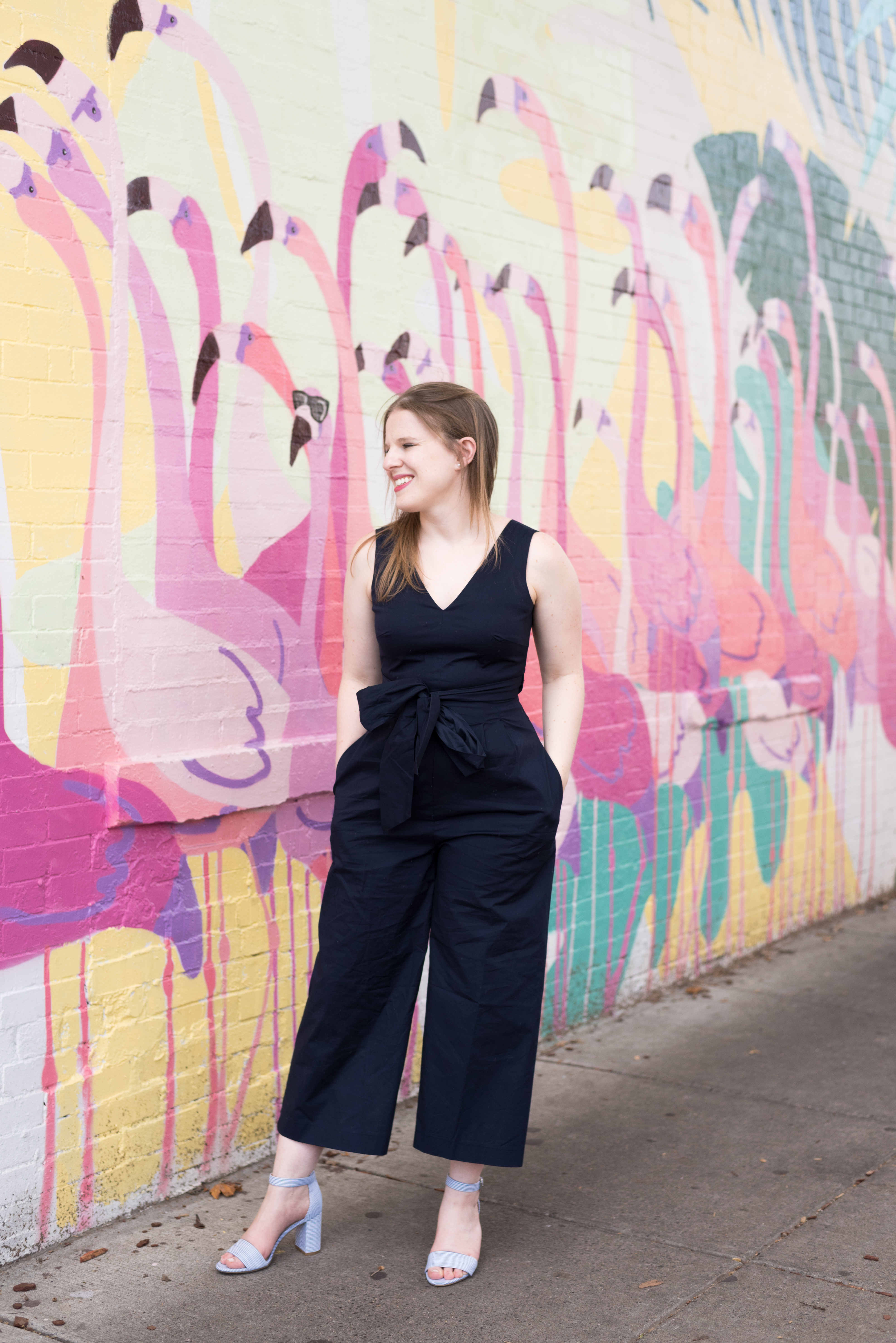 What to wear with a jumpsuit: J.Crew Wrap-tie jumpsuit in stretch poplin