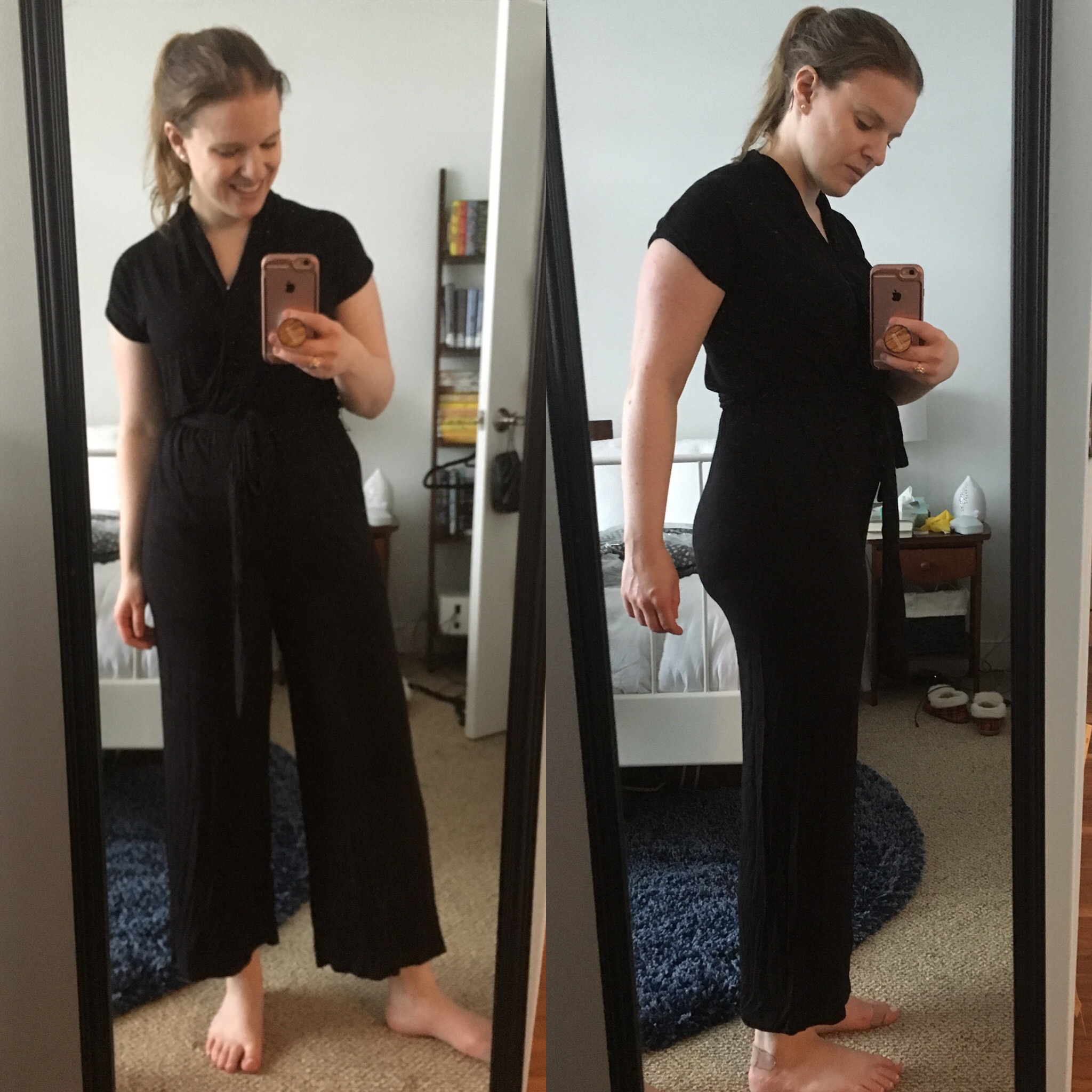 DC woman blogger wearing Bobeau Knit Surplus Jumpsuit