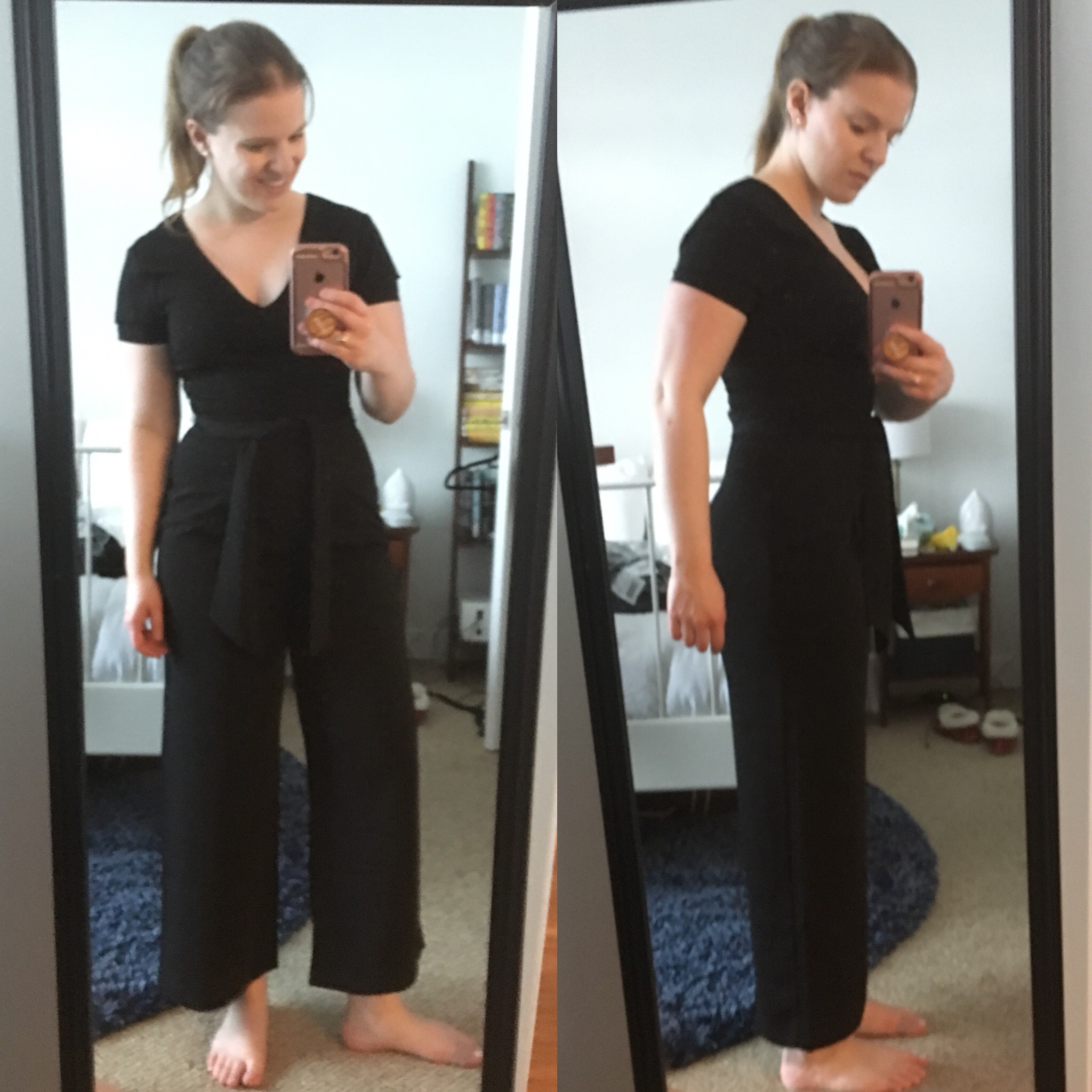 DC woman blogger wearing Charles Henry Belted Crop Jumpsuit