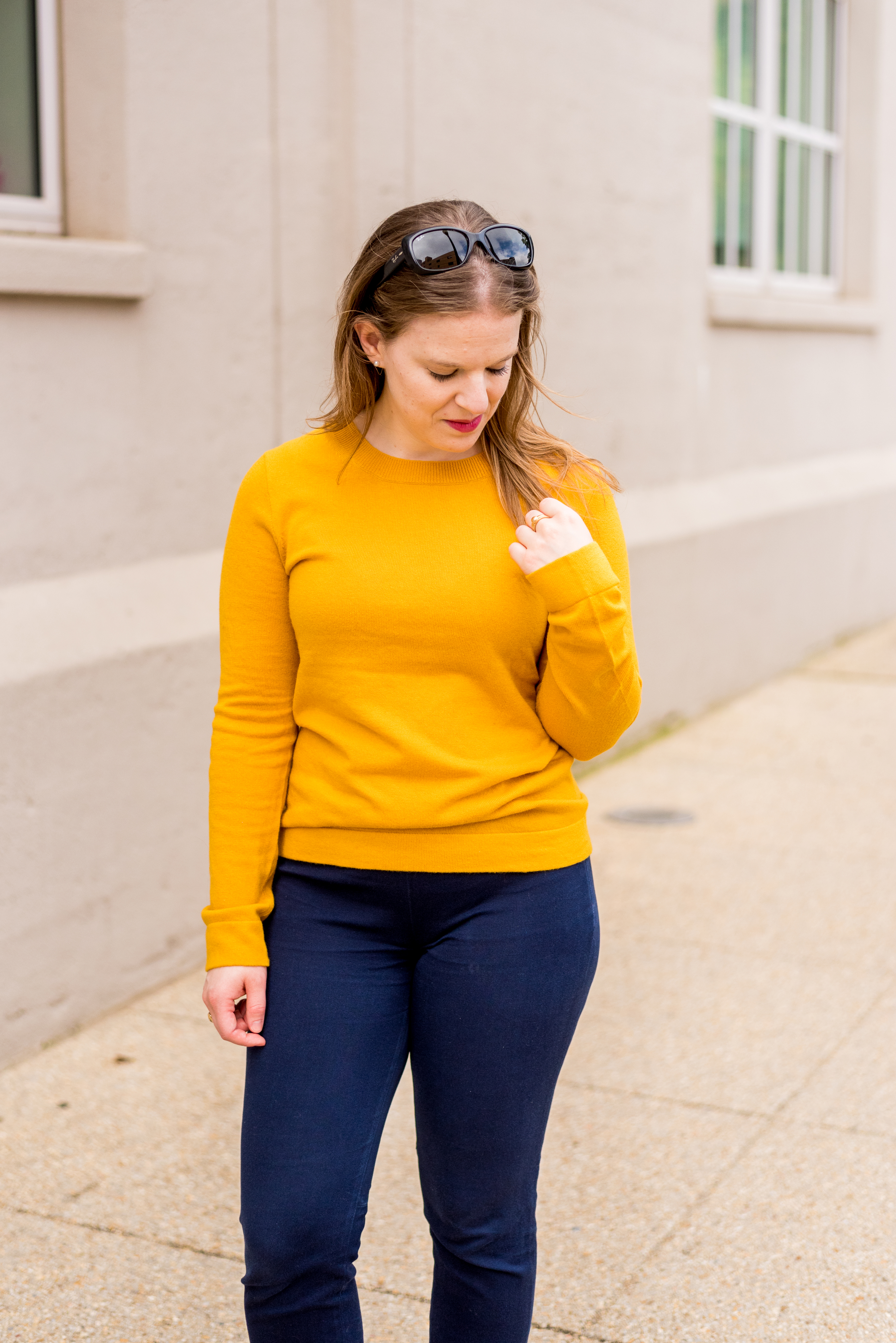 DC woman blogger wearing J.Crew Factory cotton-wool teddie sweater