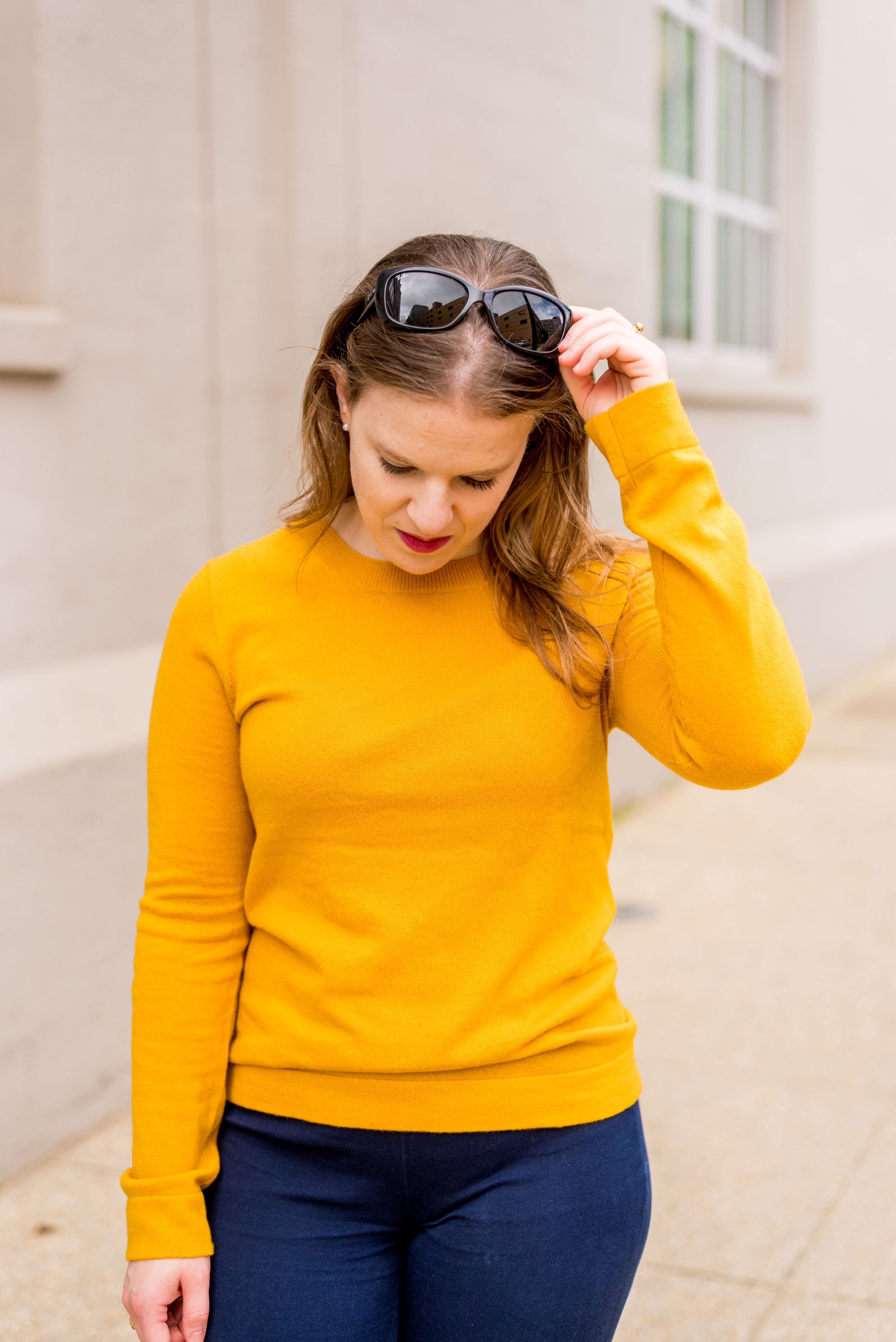 DC woman blogger wearing J.Crew Factory cotton-wool teddie sweater