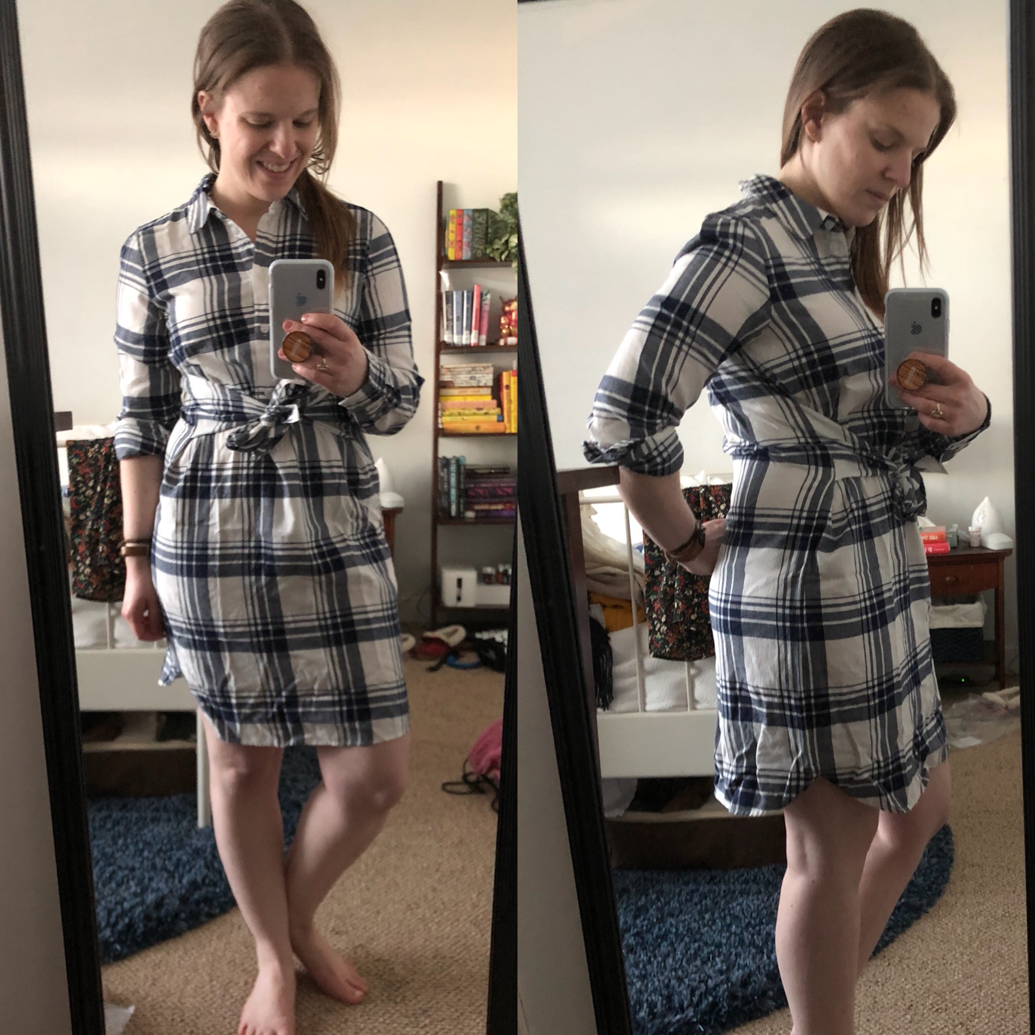 DC woman blogger wearing J.Crew Factory Tie-waist flannel shirtdress, fall styles at j.crew factory