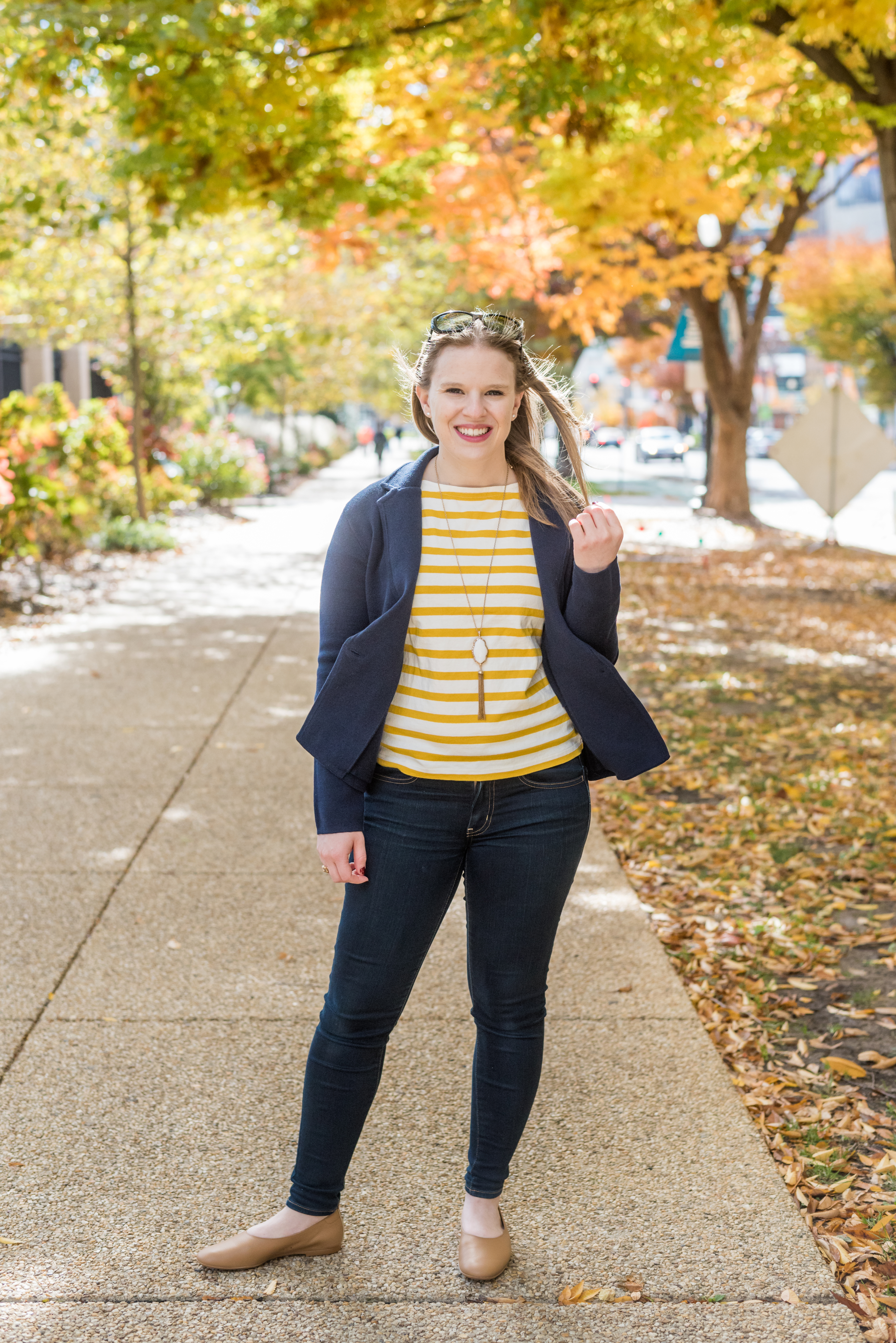 DC woman blogger wearing J.Crew classic striped t-shirt