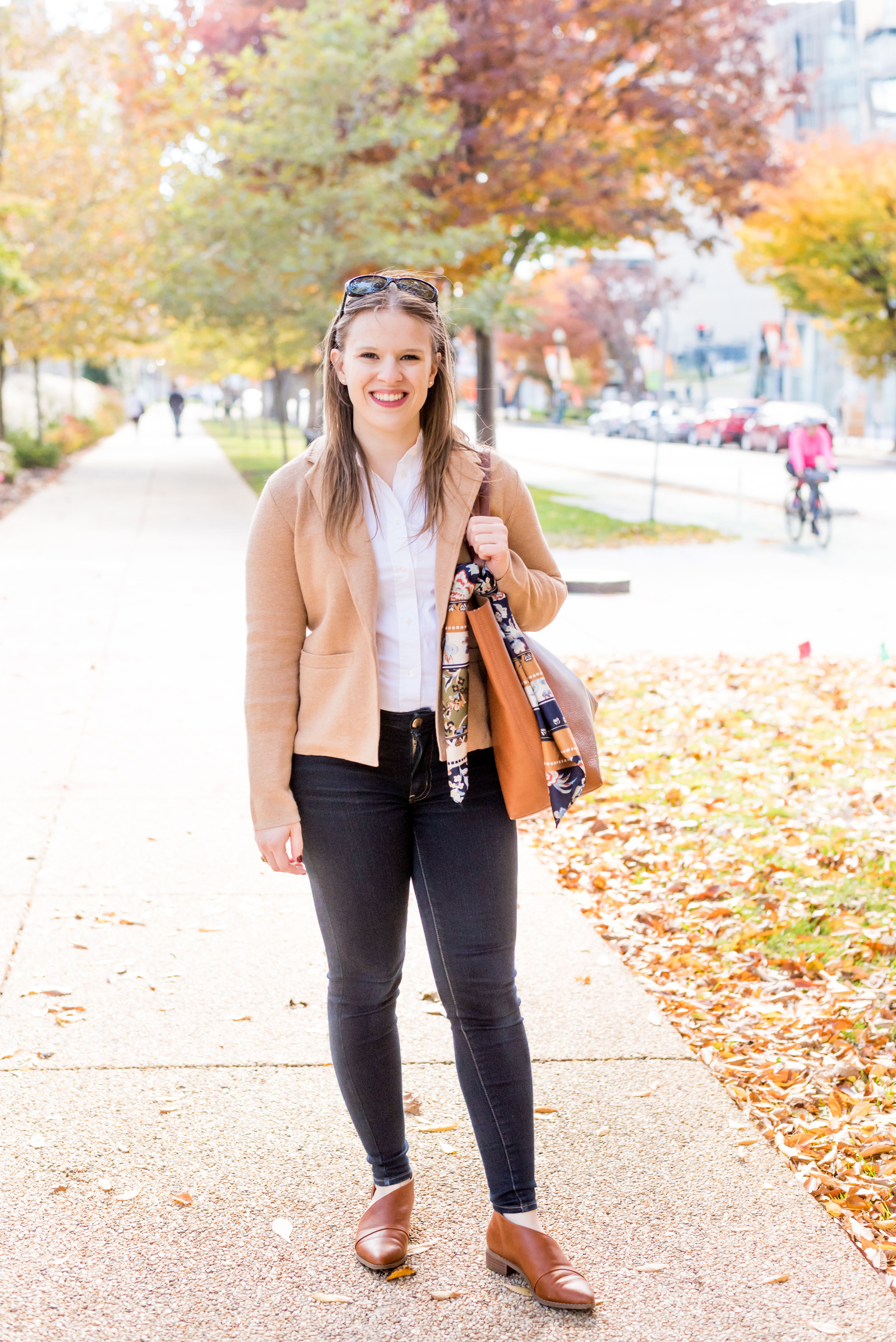 DC woman blogger wearing J.Crew Margot cropped sweater-blazer