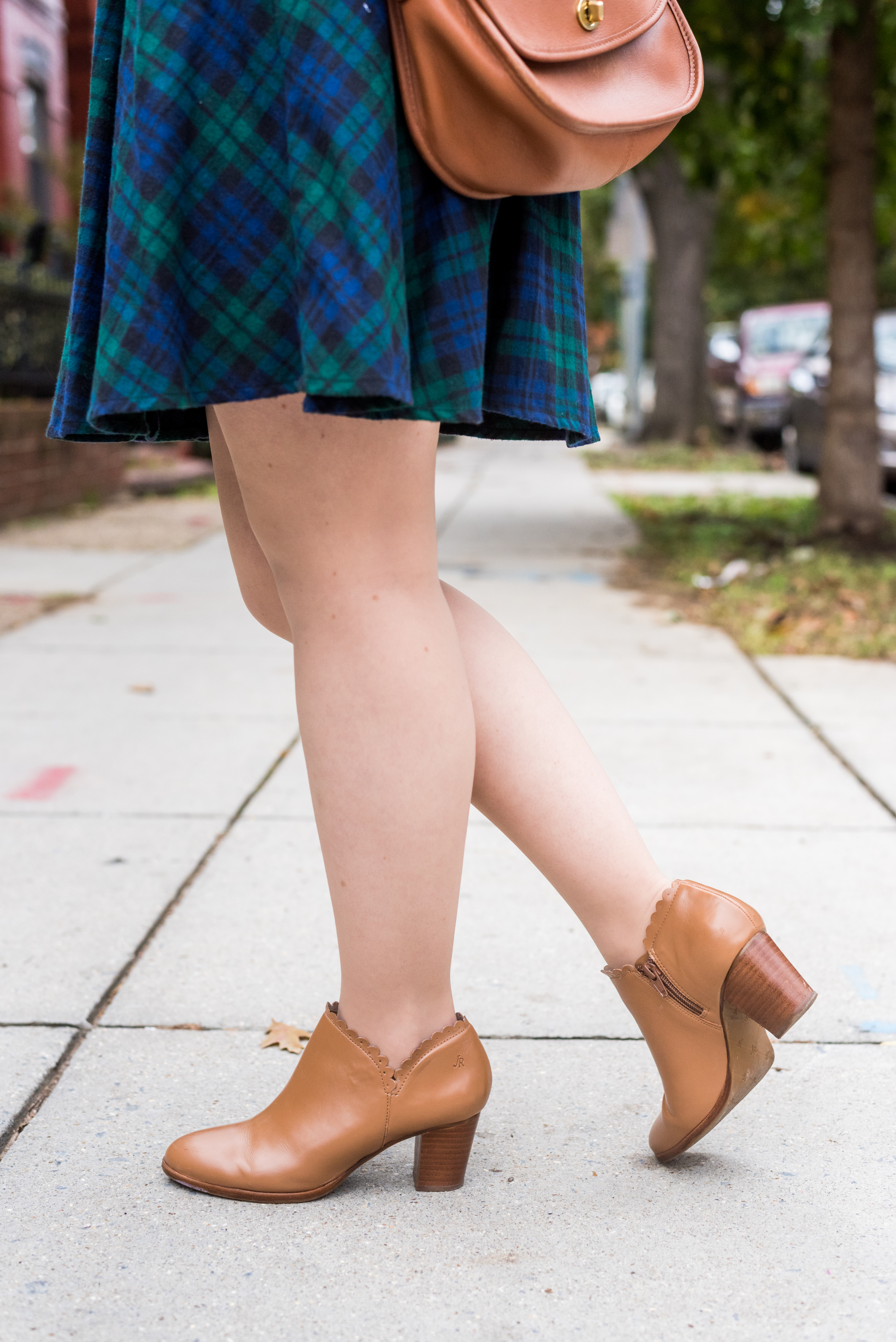 DC woman blogger wearing Jack Rogers Marianne Cognac Ankle Boots