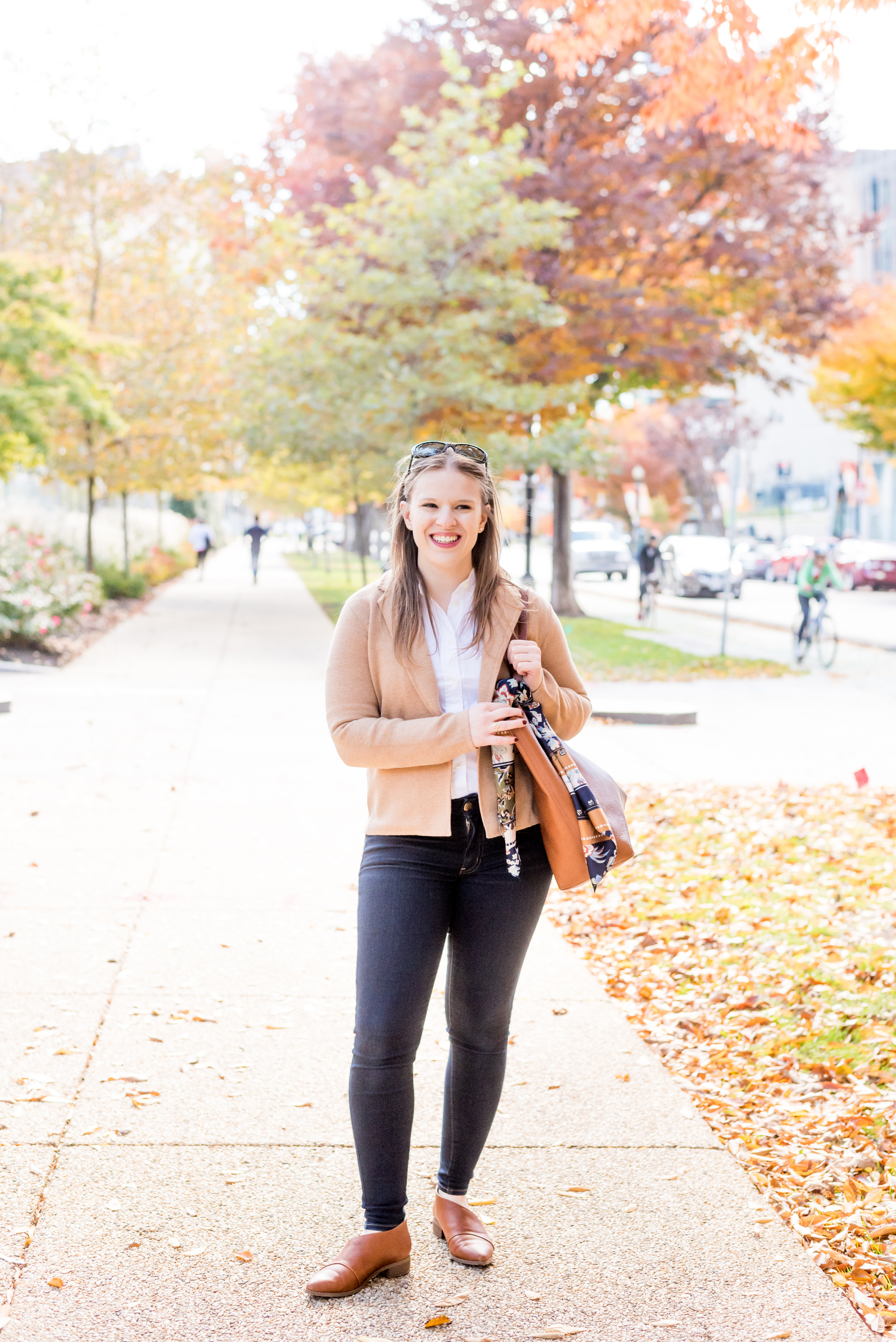 DC woman blogger wearing J.Crew Margot cropped sweater-blazer