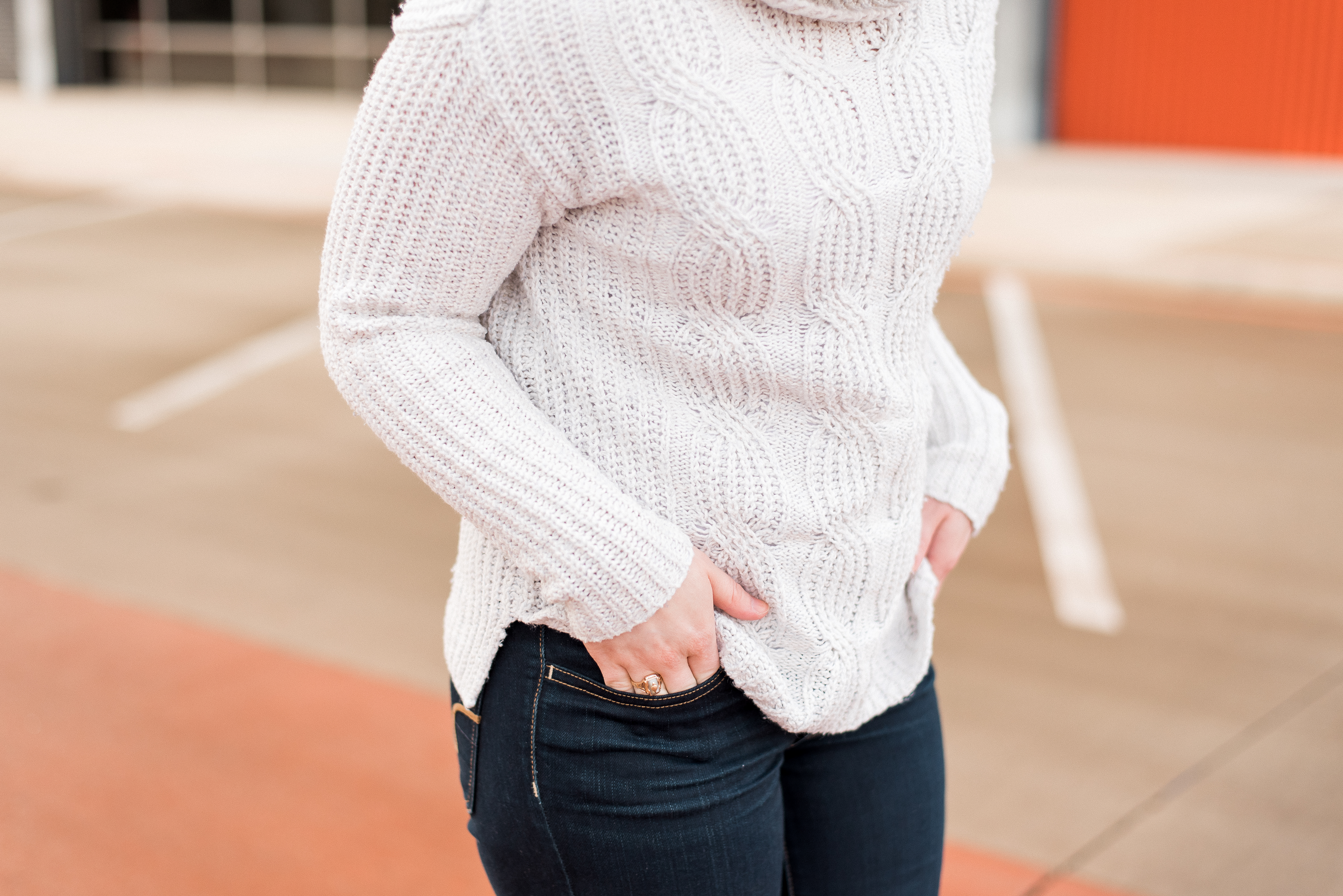 DC woman blogger wearing Old Navy Cowl Neck Sweater
