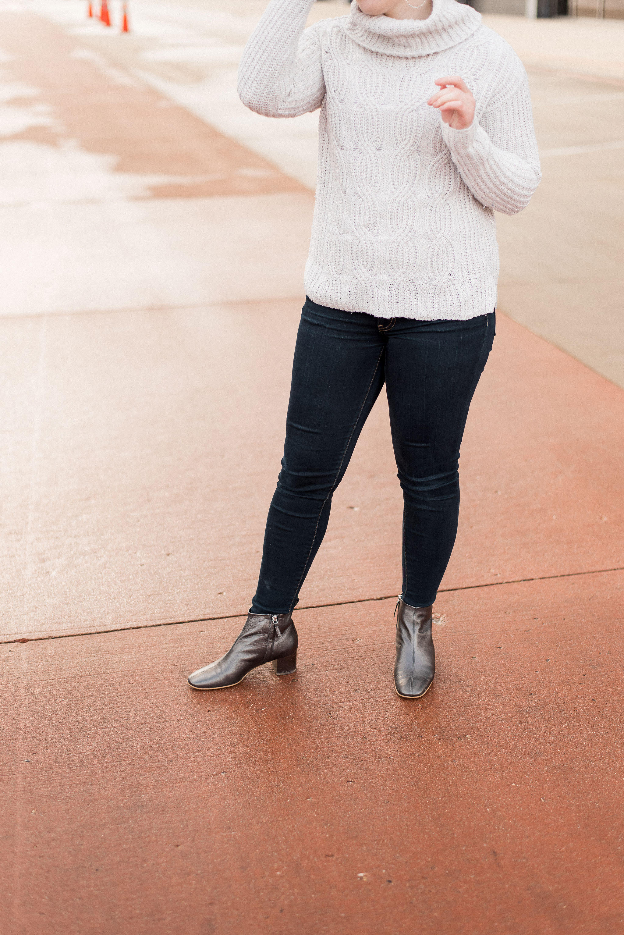 DC woman blogger wearing Old Navy cowl neck sweater