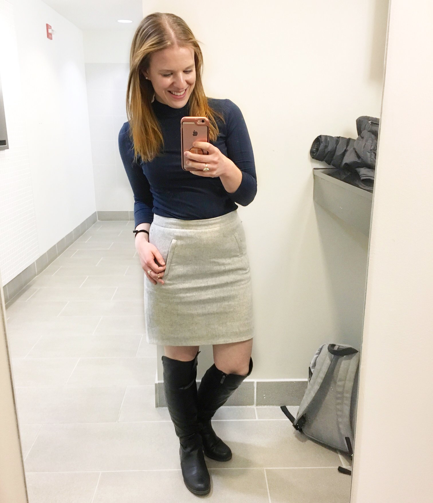 dc woman blogger wearing j.crew factory wool skirt