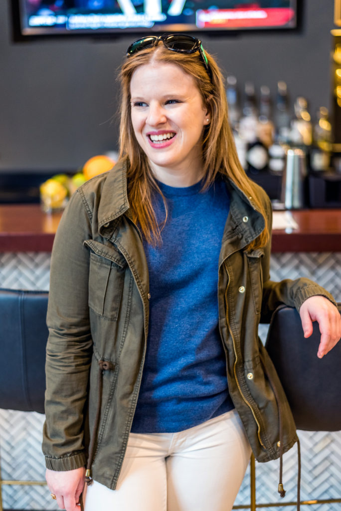 DC woman blogger wearing Old Navy Twill Field Jacket - Everlane Cashmere Sweaters Sale