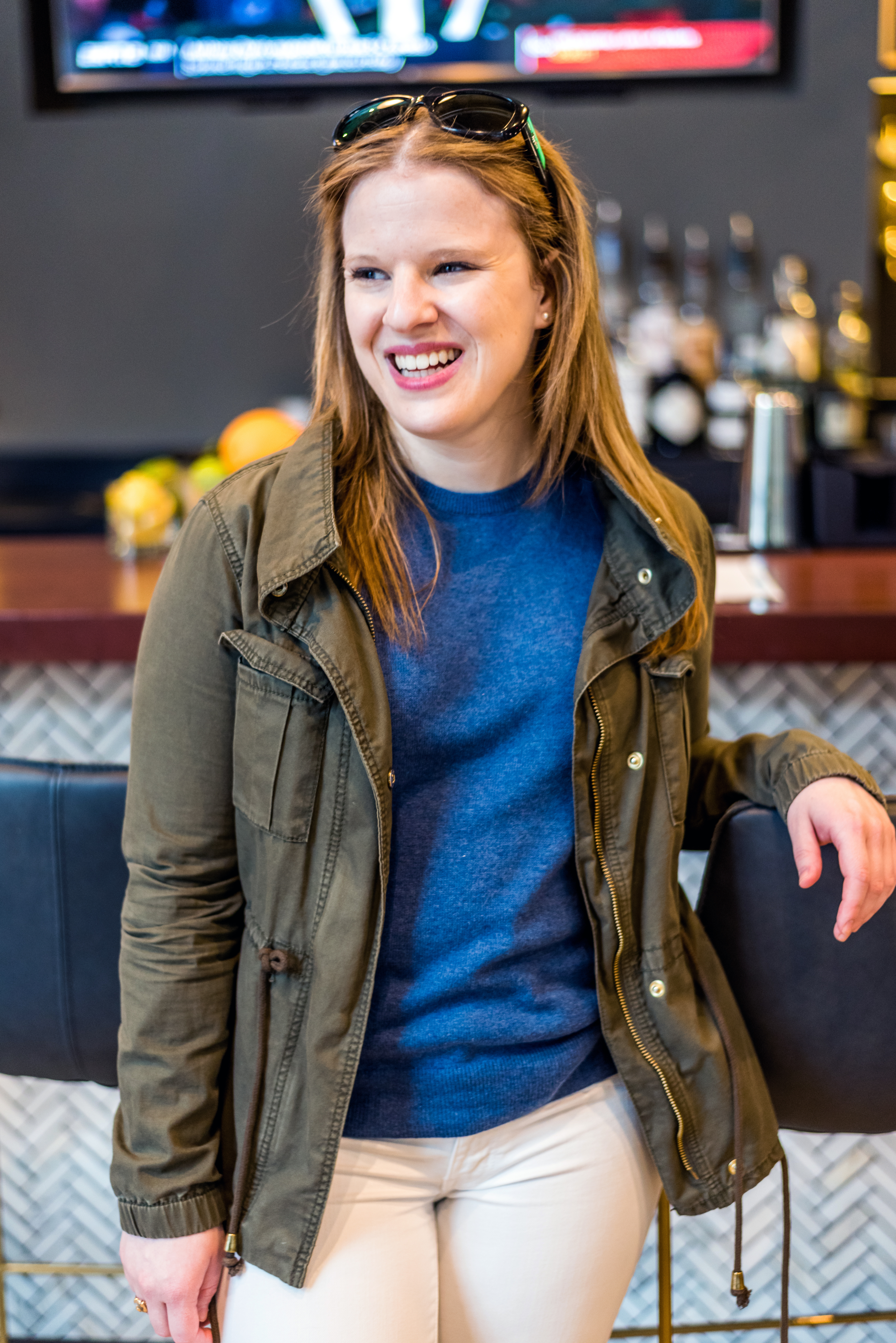 DC woman blogger wearing Old Navy Twill Field Jacket