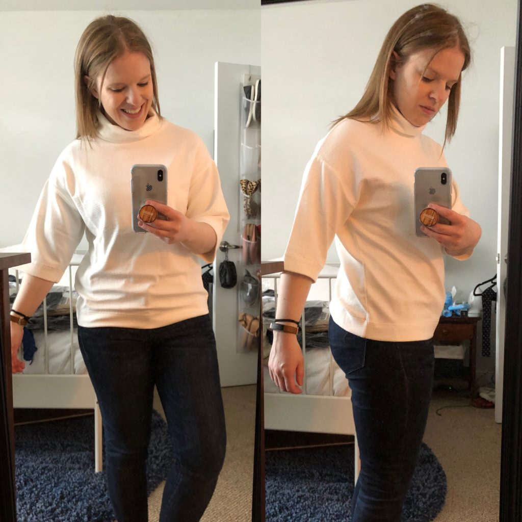 DC woman blogger wearing J.Crew 365 crepe drop-sleeve turtleneck sweater