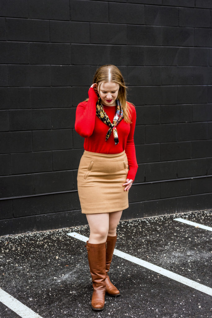 DC woman blogger wearing J.Crew Factory wool mini skirt
