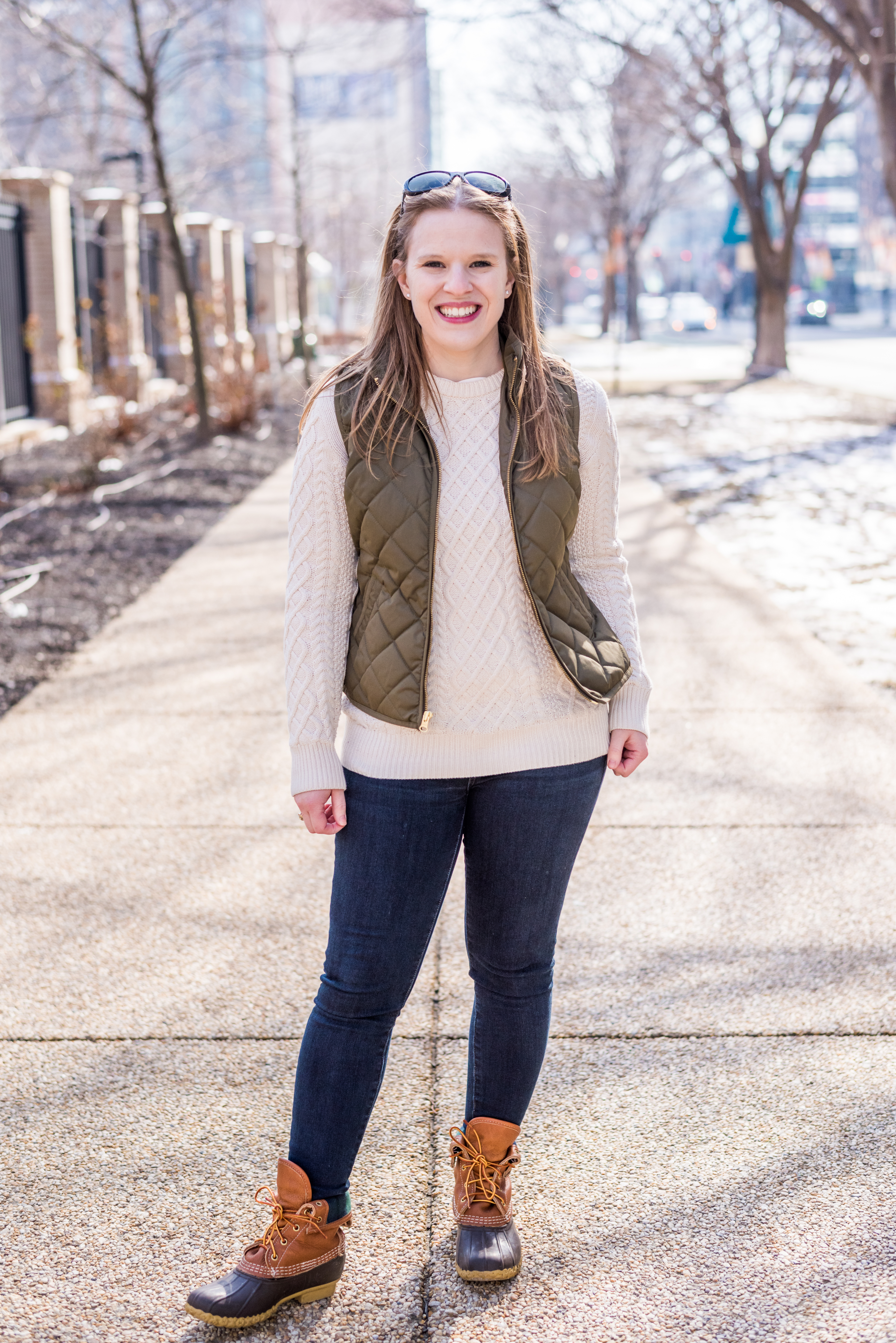 Woman wearing LL Bean Boots