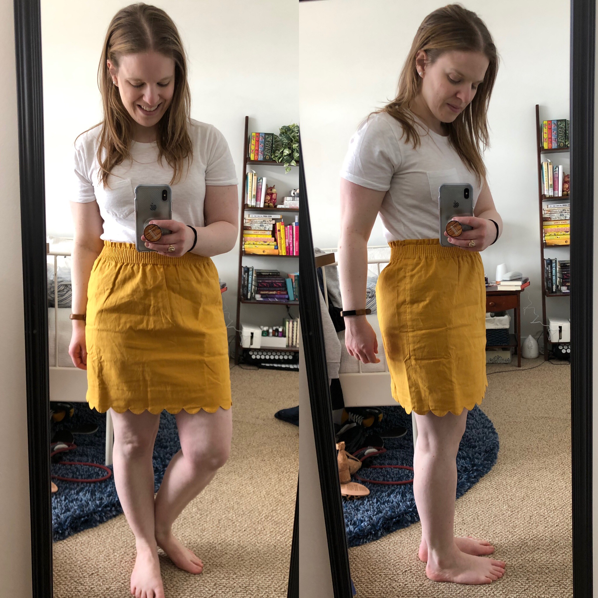 dc woman blogger wearing J.Crew Scalloped sidewalk skirt, 2019 J.Crew Factory Spring Styles