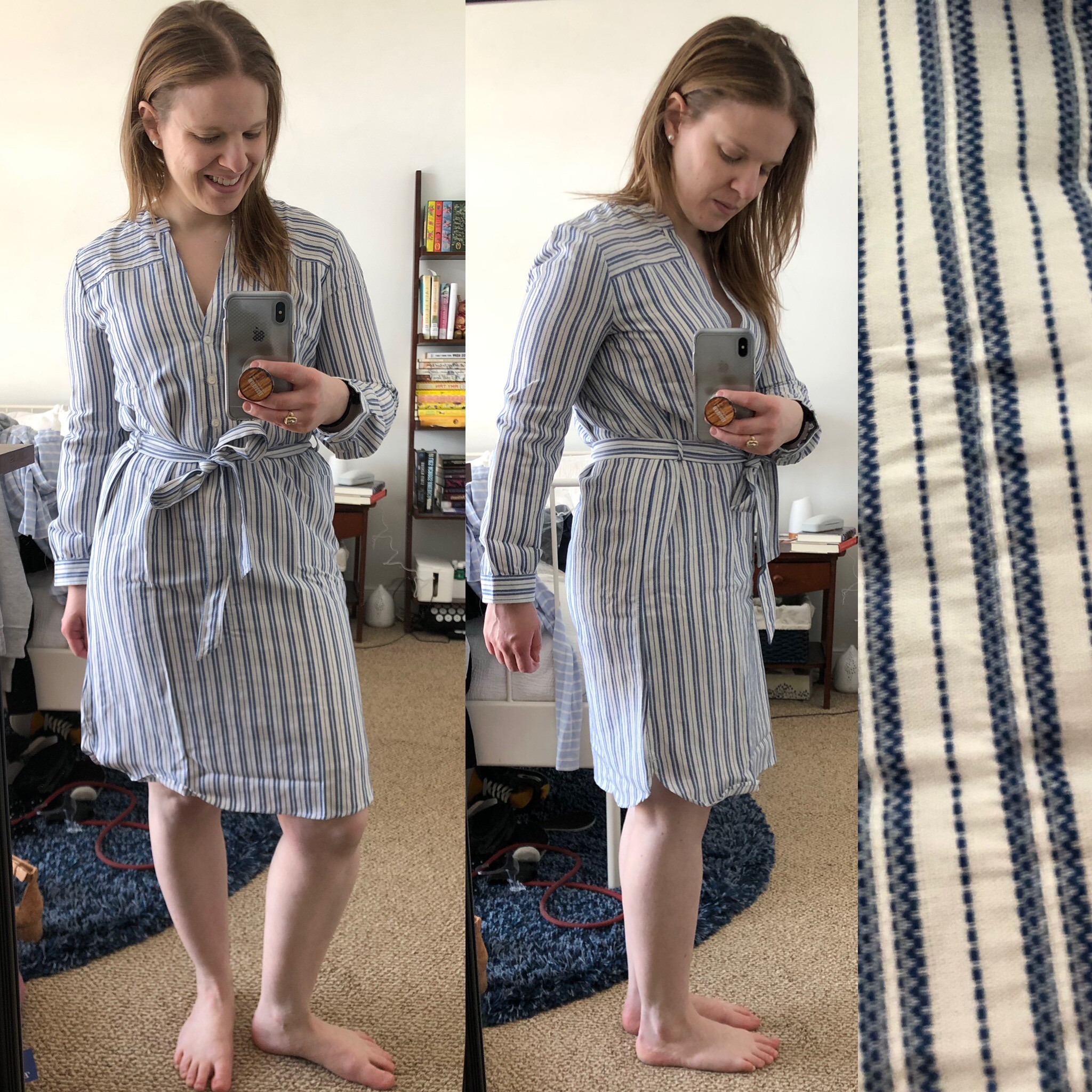 dc woman blogger wearing J.Crew Textured stripe shirtdress