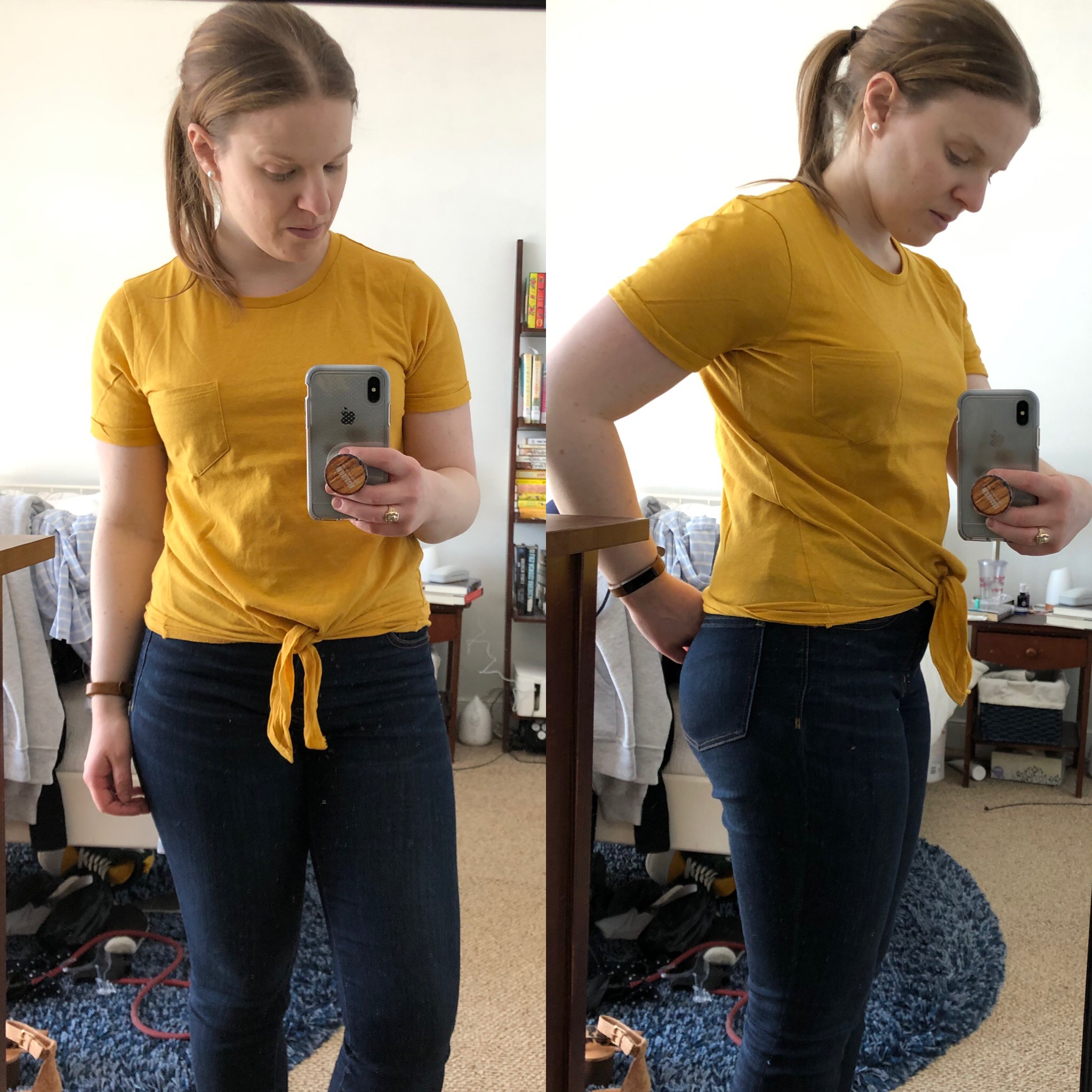 dc woman blogger wearing J.Crew Tie-waist pocket T-shirt, 2019 J.Crew Factory Spring Styles