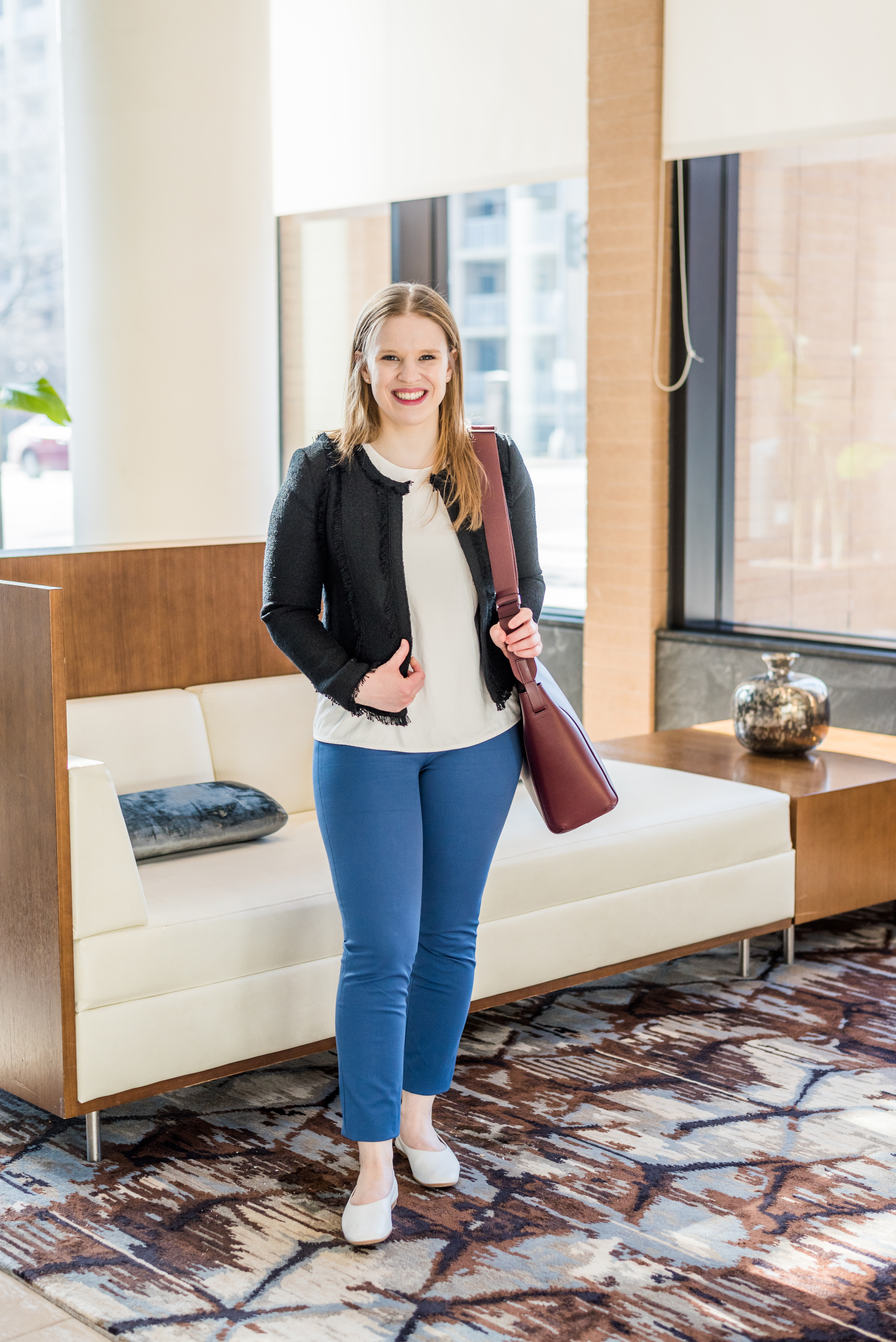 DC woman blogger wearing Everlane the Work Pant - Spring Business Casual Outfits For Women