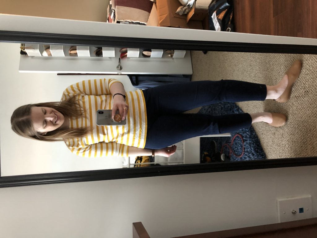 DC woman blogger wearing a boatneck top