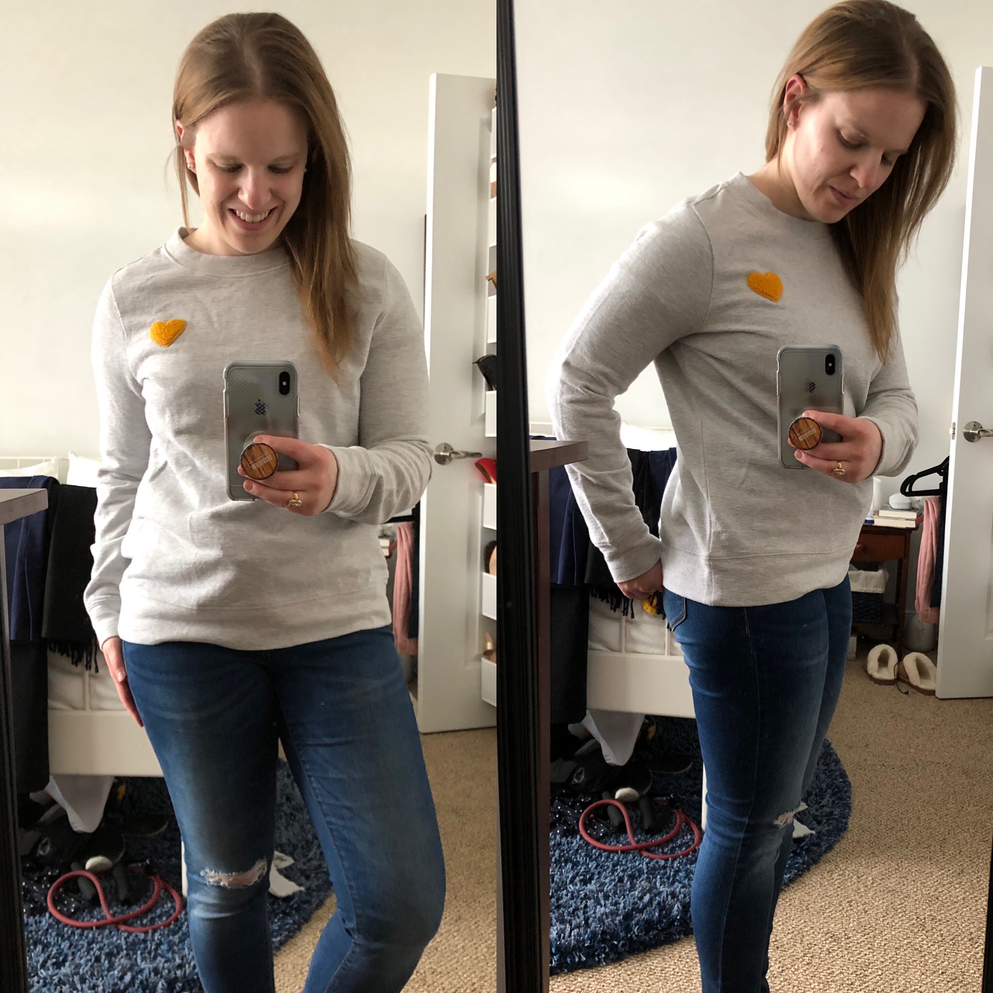 DC woman blogger wearing Lou & Grey Conscious Cotton Heart Patch Sweatshirt, 
