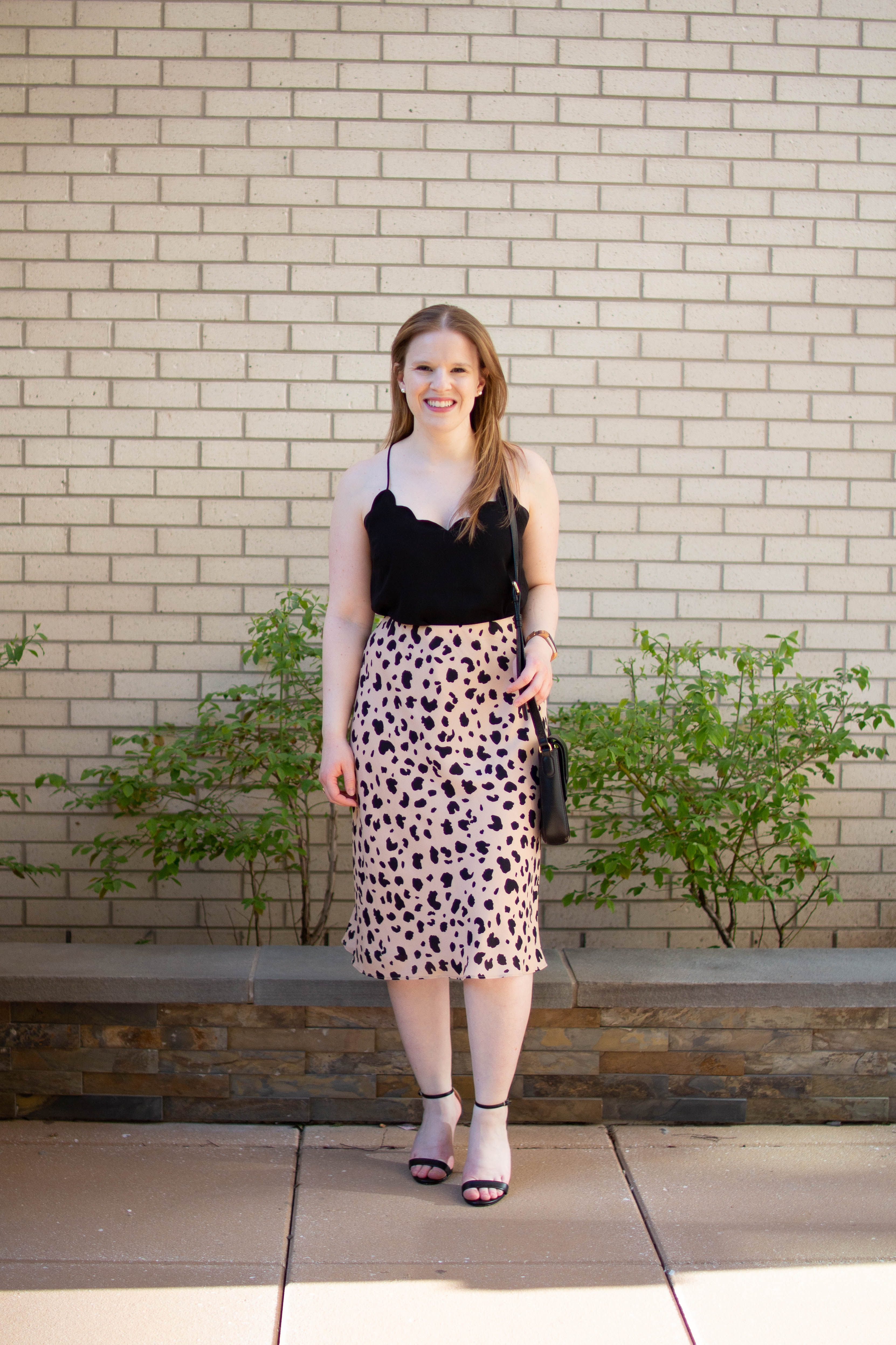 DC woman blogger wearing Socialite Leopard Print Midi Skirt