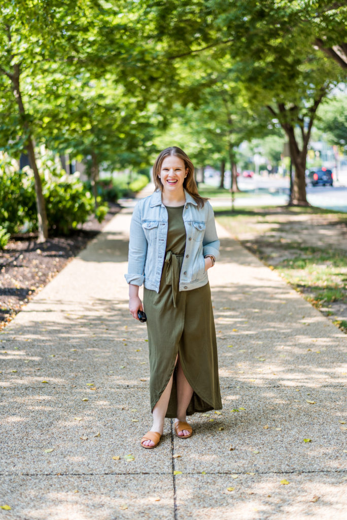 DC woman blogger wearing denim jacket
