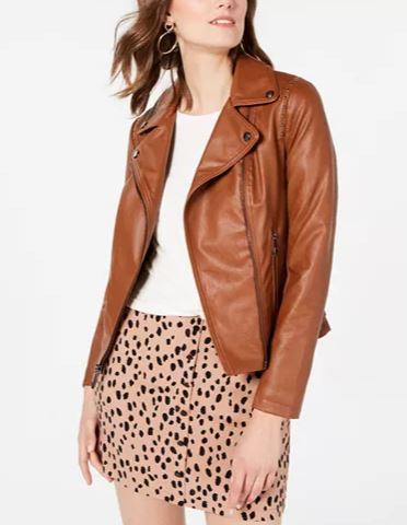 GUESS Women's Faux-Fur-Trim Faux-Leather Belted Jacket - Macy's