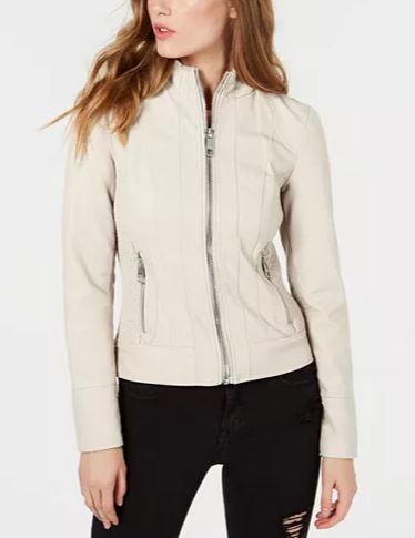GUESS Front Zip Faux-Leather Jacket