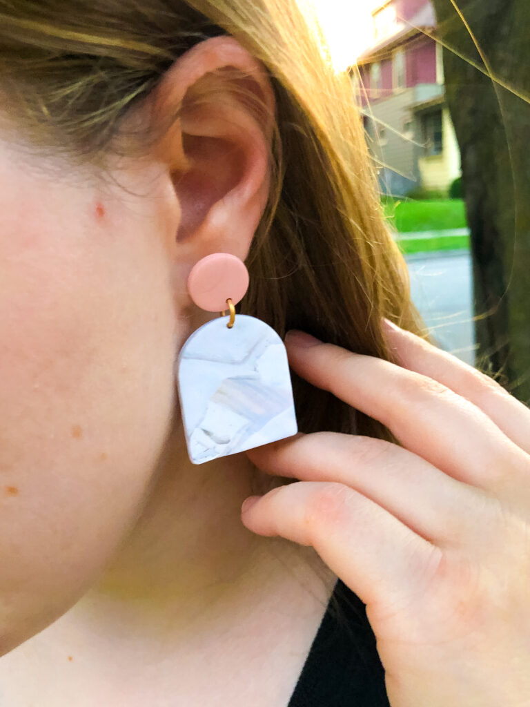 woman blogger wearing Emylee earring
