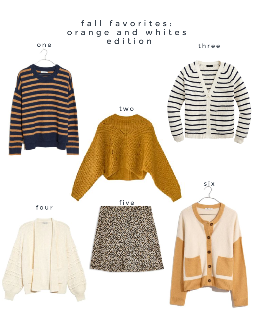 Fall Favorites: Orange and White Clothing Edition