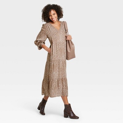 A New Day Long Sleeve Tiered Dress