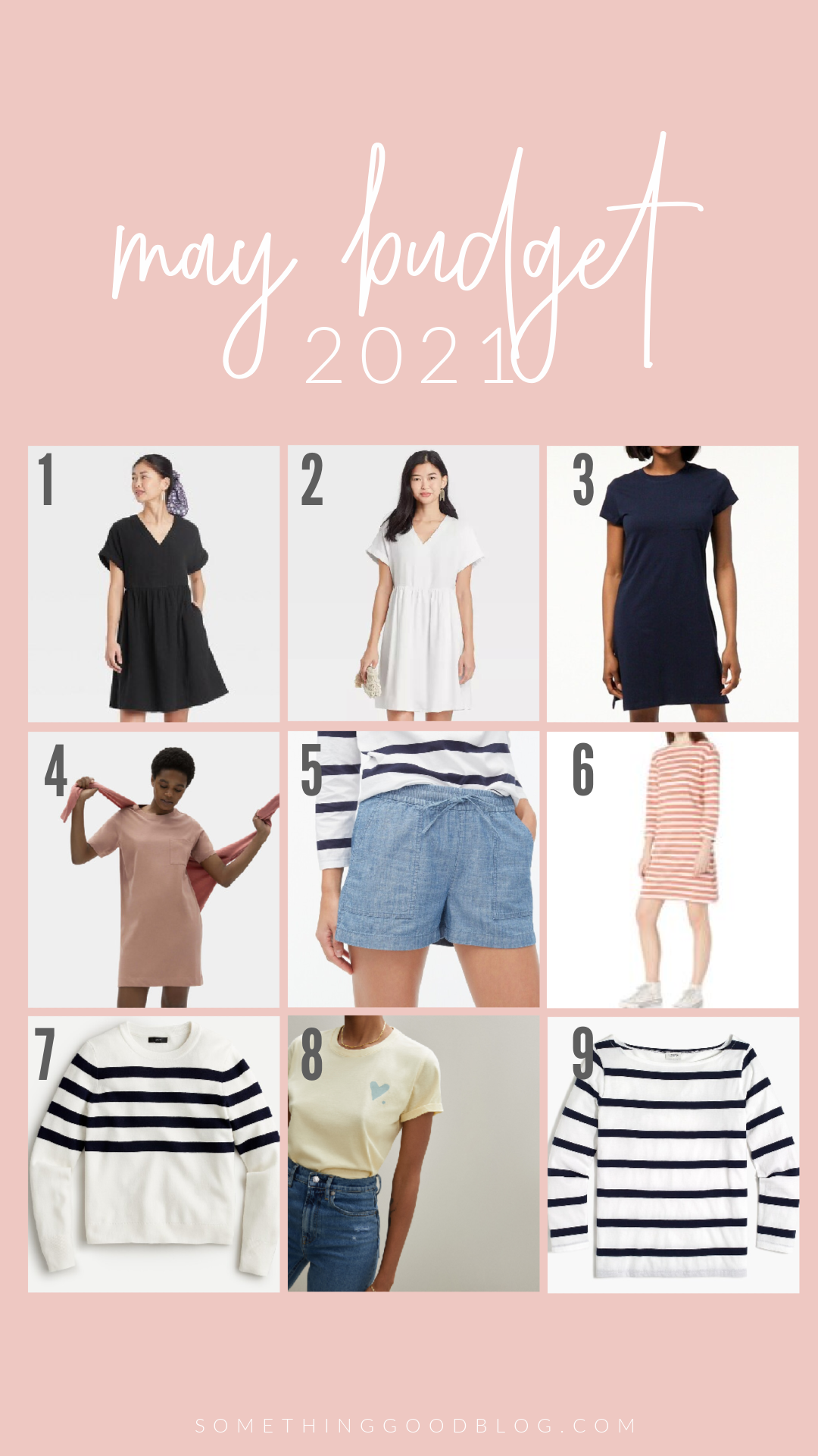 collage of women's clothes for May 2021 Budget