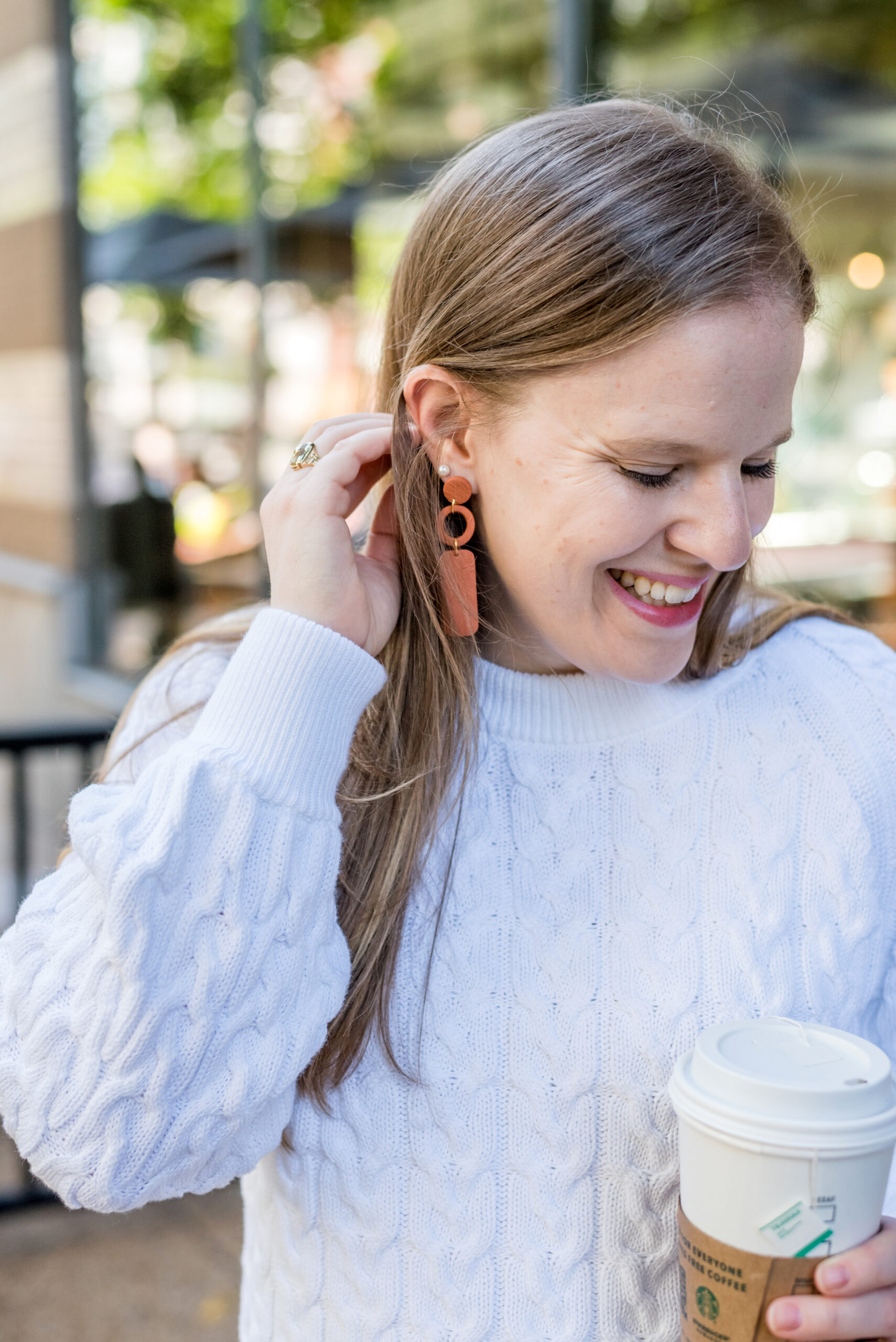 Woman wearing j.crew sweater