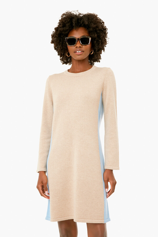 Sail To Sable Camel Long Sleeve Sweater Dress