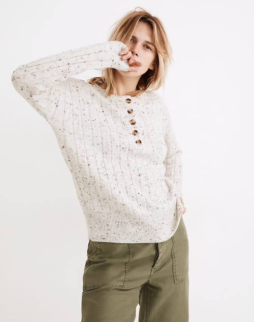Madewell Donegal Bowden Henley Sweater in Coziest Yarn