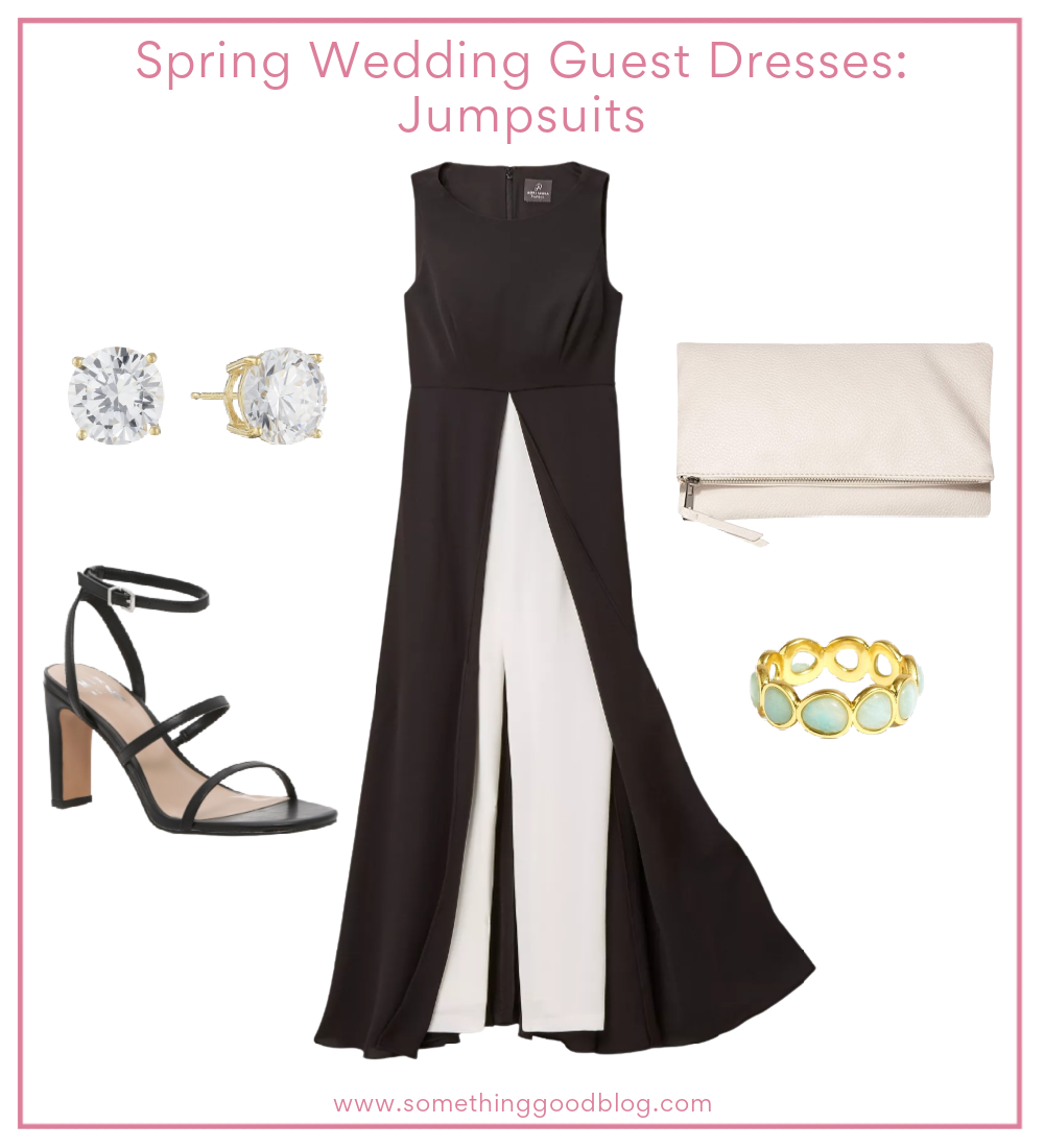 Spring Wedding Guest Dress: Jumpsuits, ADRIANNA PAPELL
Colorblocked Overlay Jumpsuit